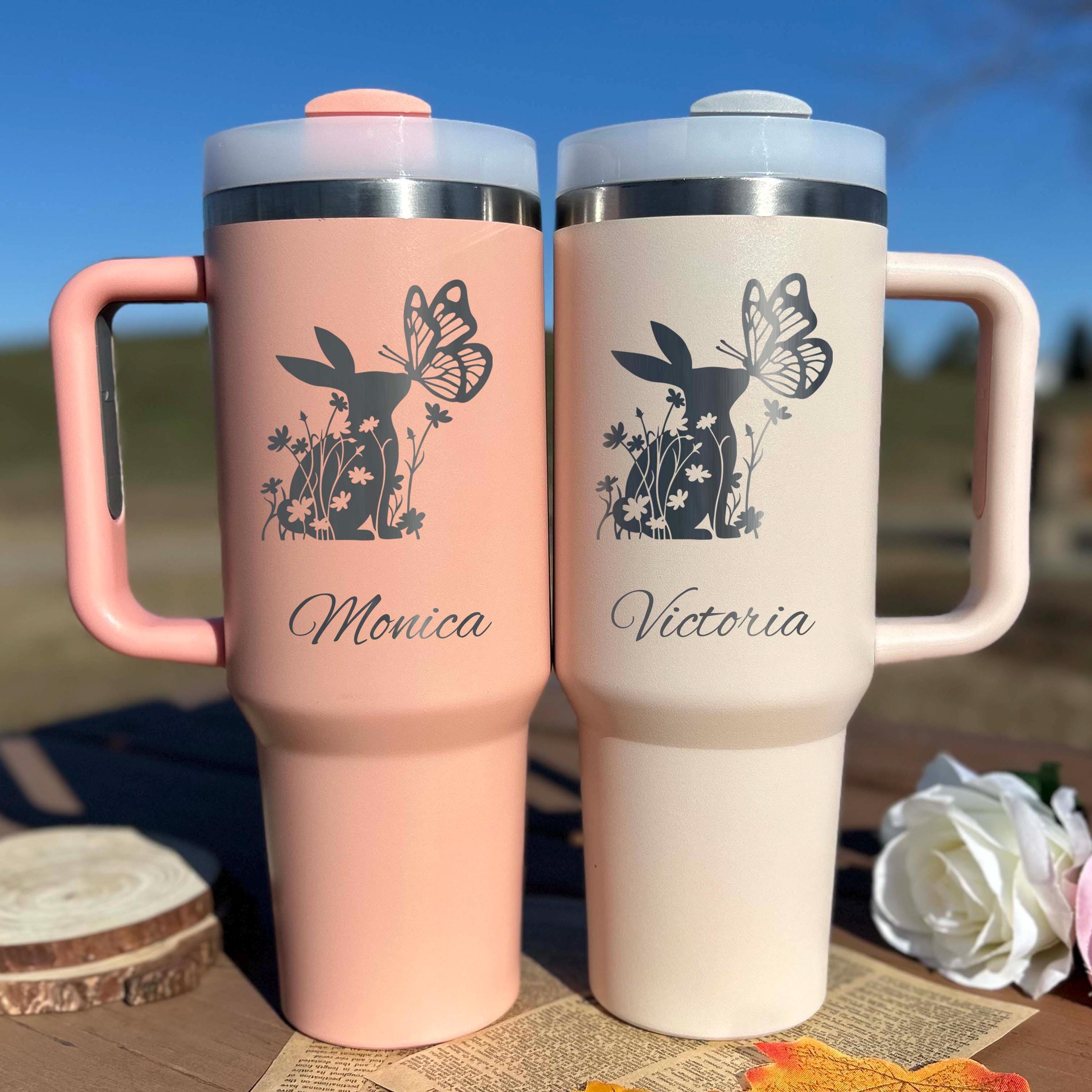 Bunny Lover 40oz Engraved Tumbler – Stainless Steel, Bunny Design #2