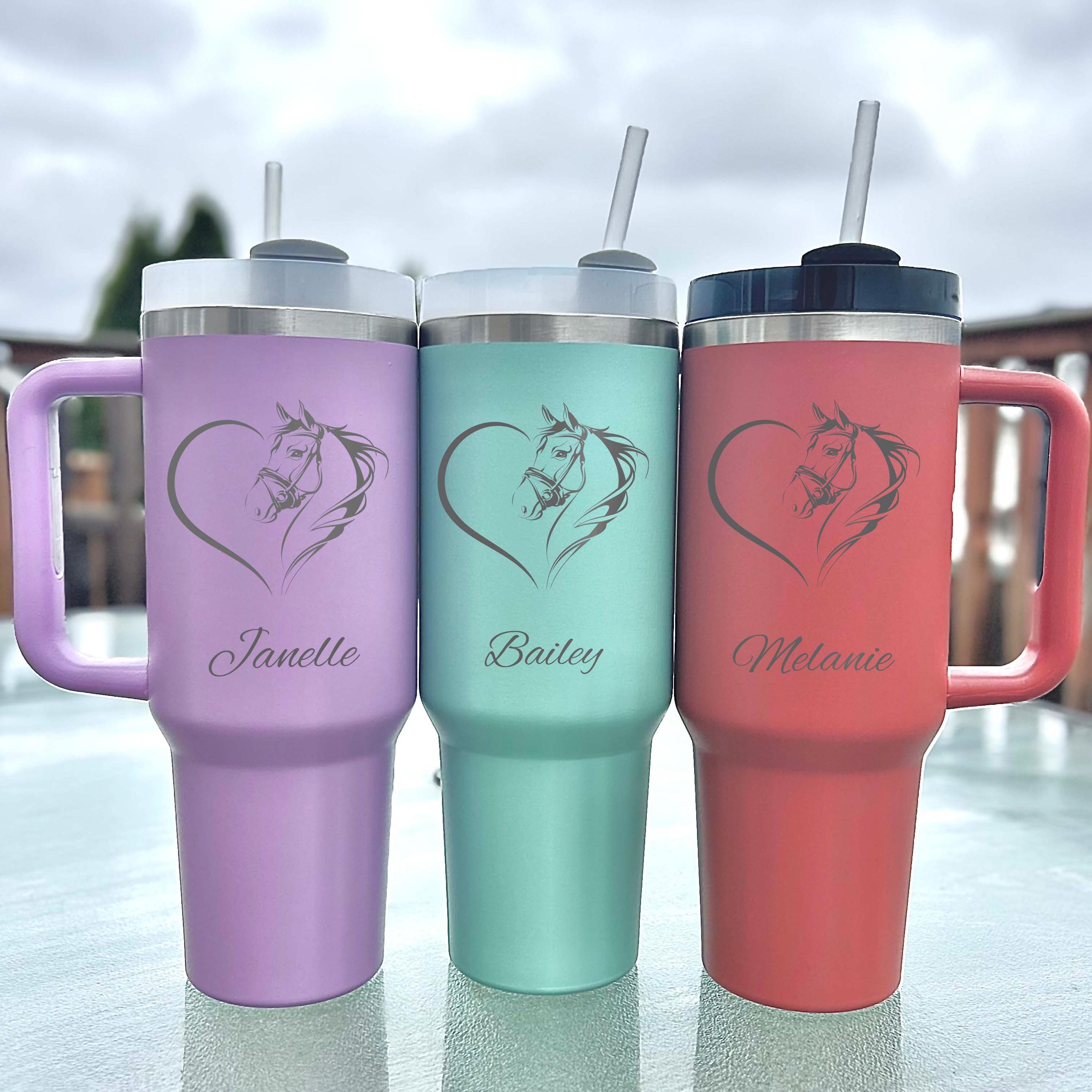 Horse Heart 40oz Engraved Tumbler – Stainless Steel, Horse Design #2