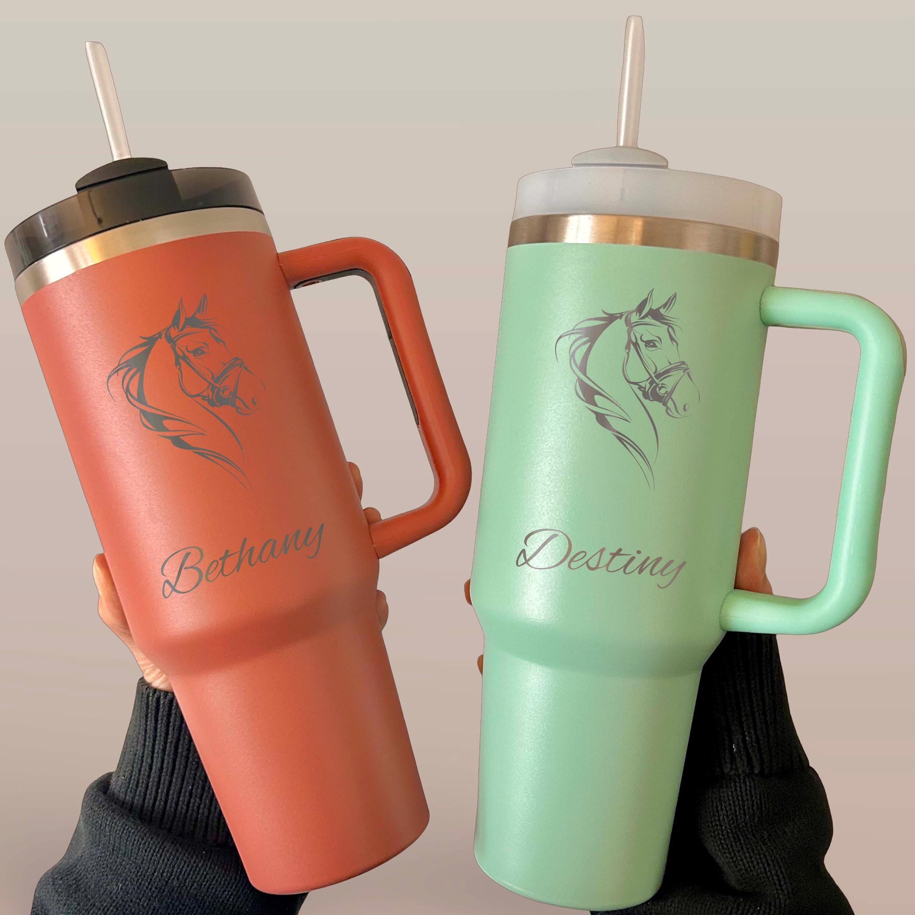 Horse 40oz Engraved Tumbler – Stainless Steel, Horse Design #1