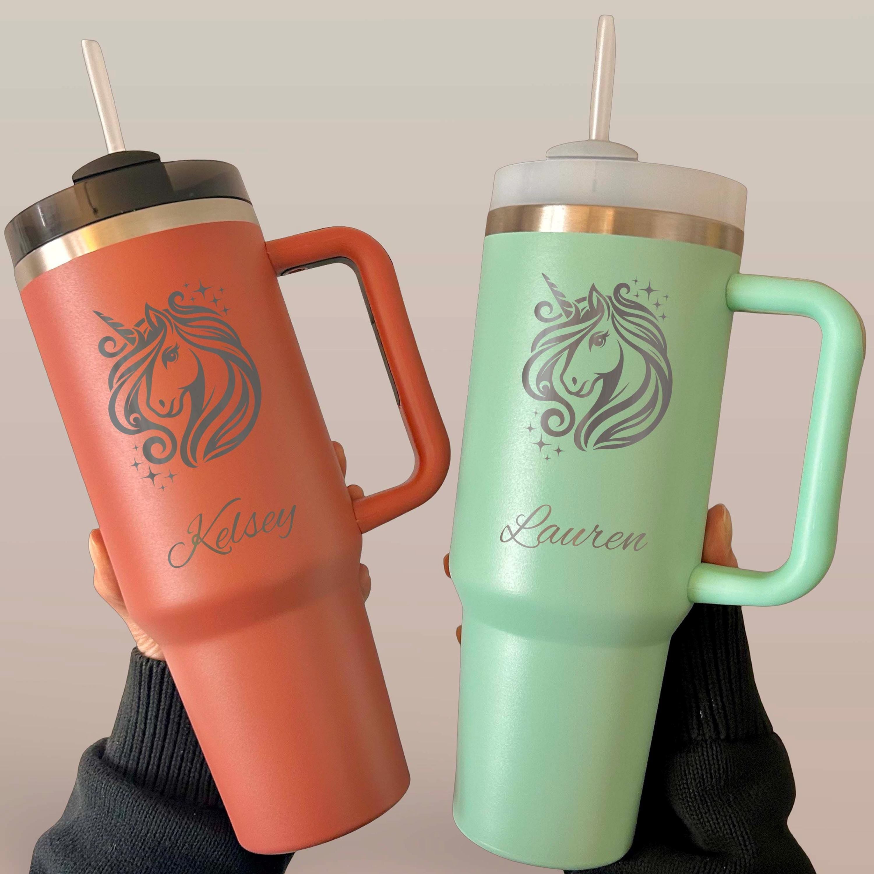 Loving Unicorn 40oz Engraved Tumbler – Stainless Steel, Unicorn Design #2