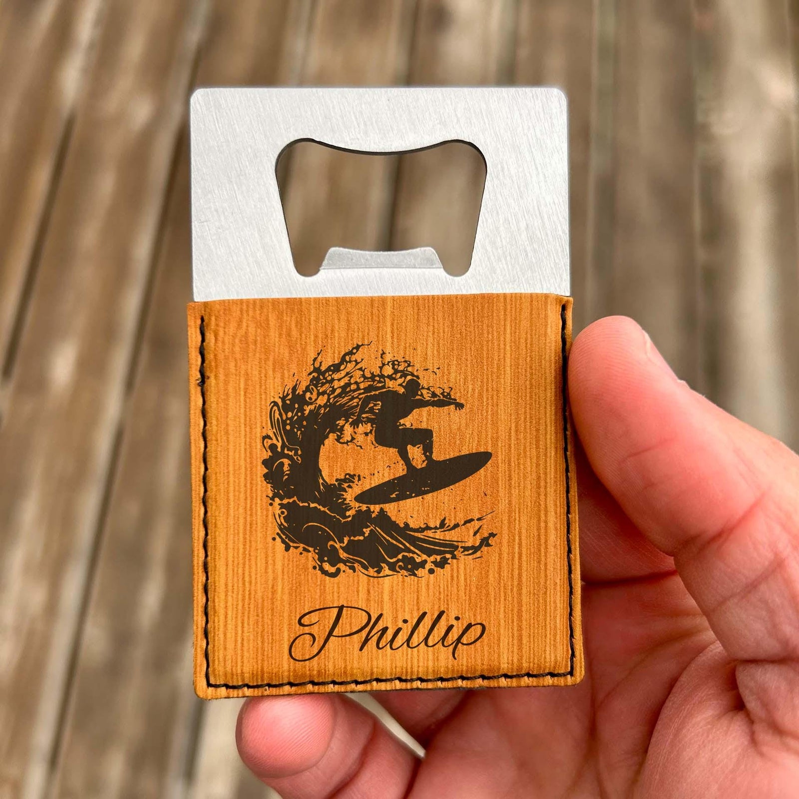 Surf Large Bottle Opener – Stainless Steel, Surf Design #1