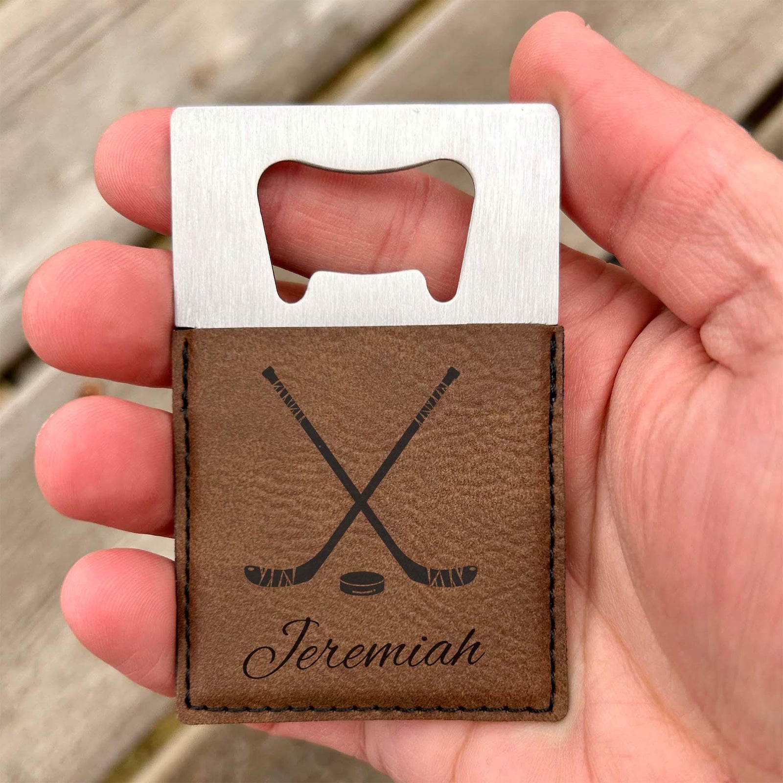 Hockey Large Bottle Opener – Stainless Steel, Hockey Design #3