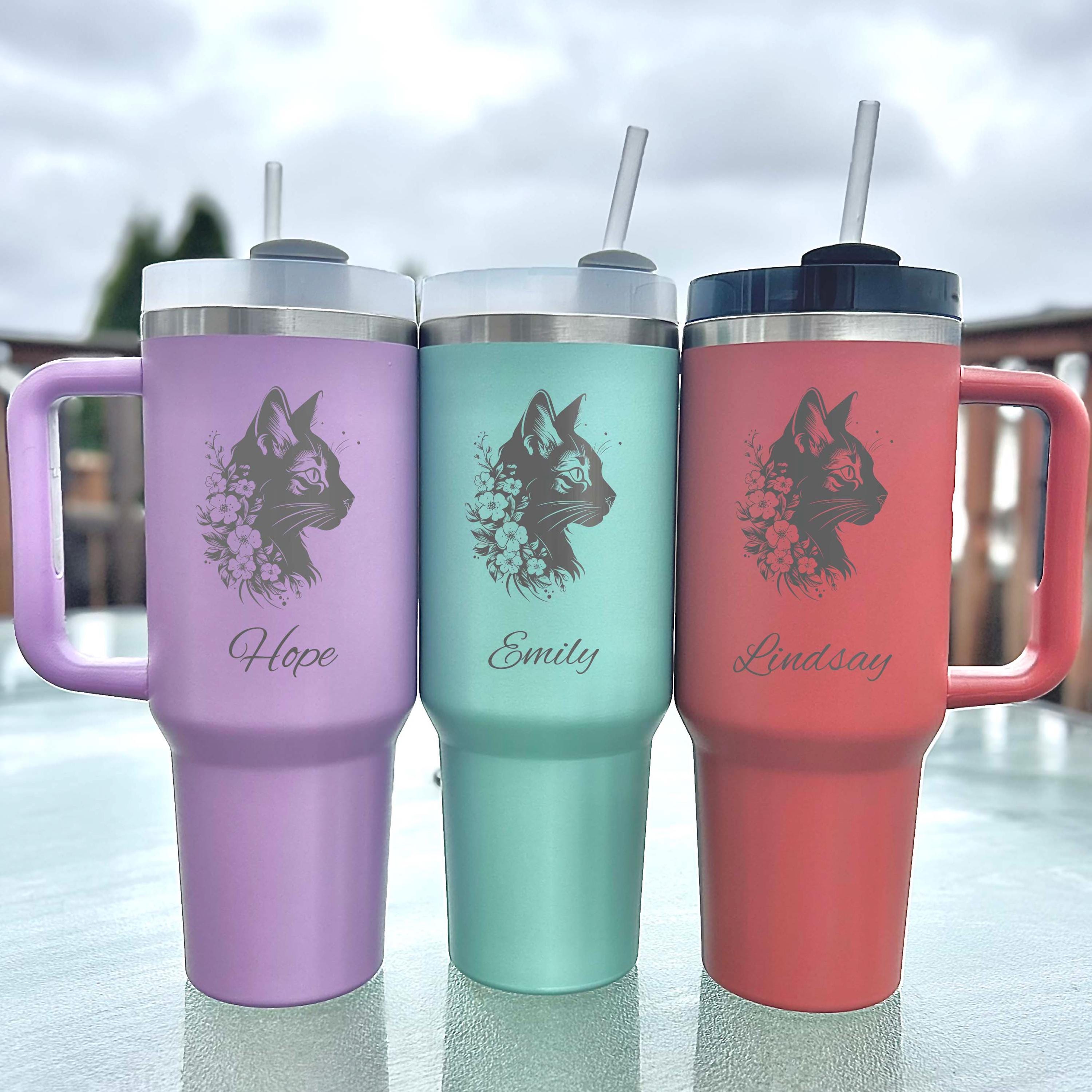 Cat Lover 40oz Engraved Tumbler – Stainless Steel