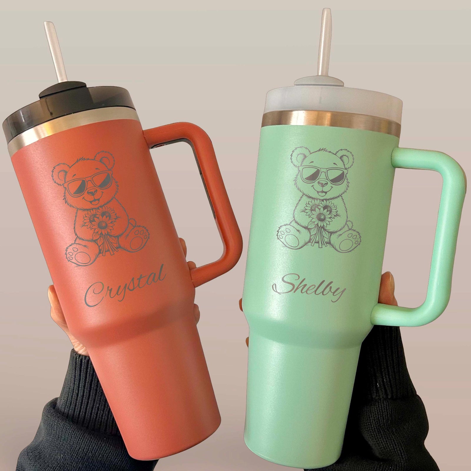 Cute Bear 40oz Engraved Tumbler – Stainless Steel