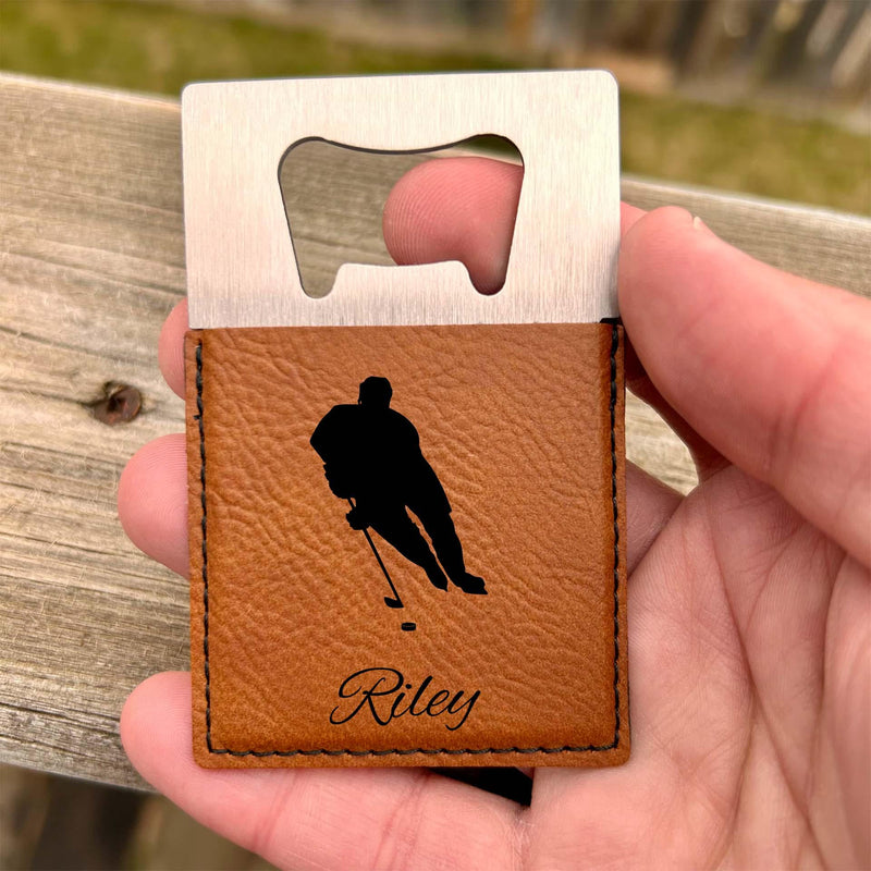 Hockey Large Bottle Opener – Stainless Steel, Hockey Design #2