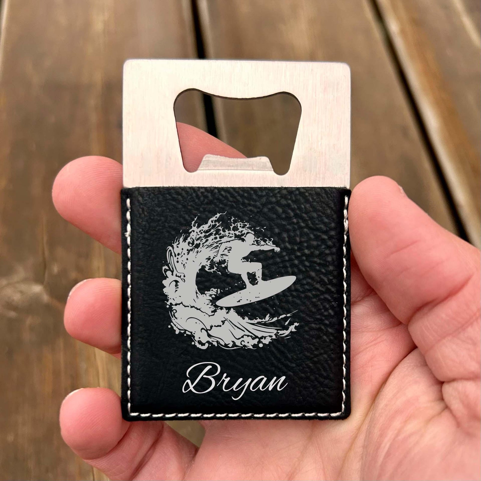 Surf Large Bottle Opener – Stainless Steel, Surf Design #1