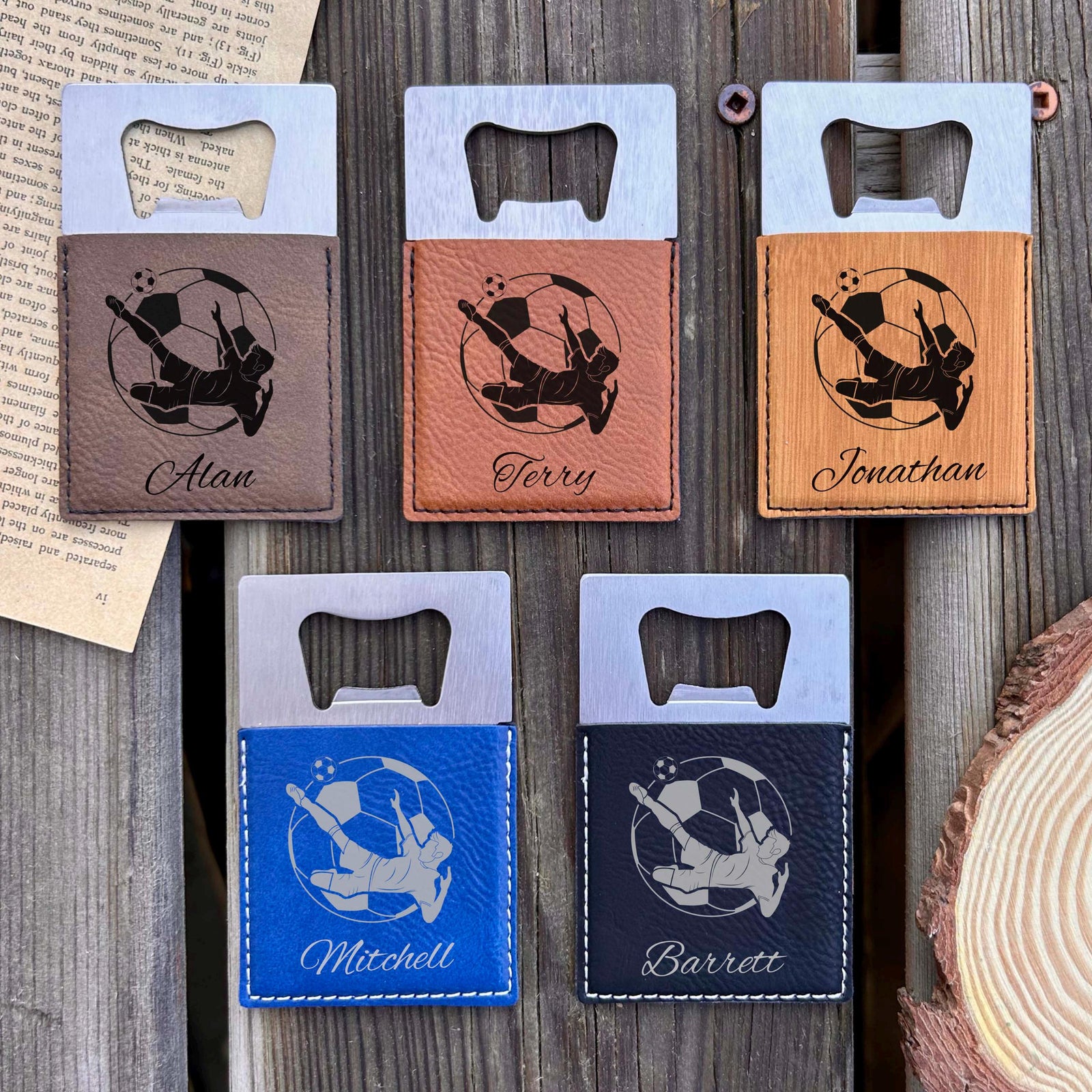 Soccer Large Bottle Opener – Stainless Steel, Soccer Design #2