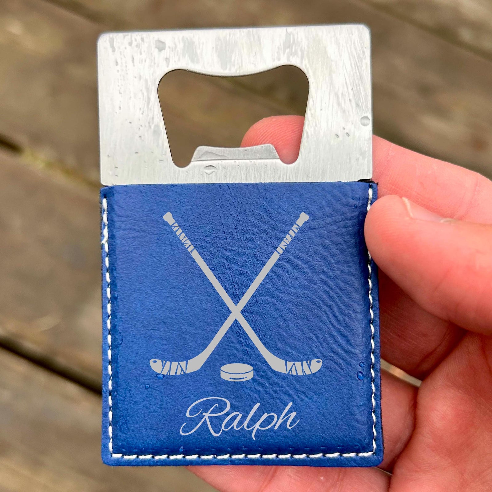 Hockey Large Bottle Opener – Stainless Steel, Hockey Design #3