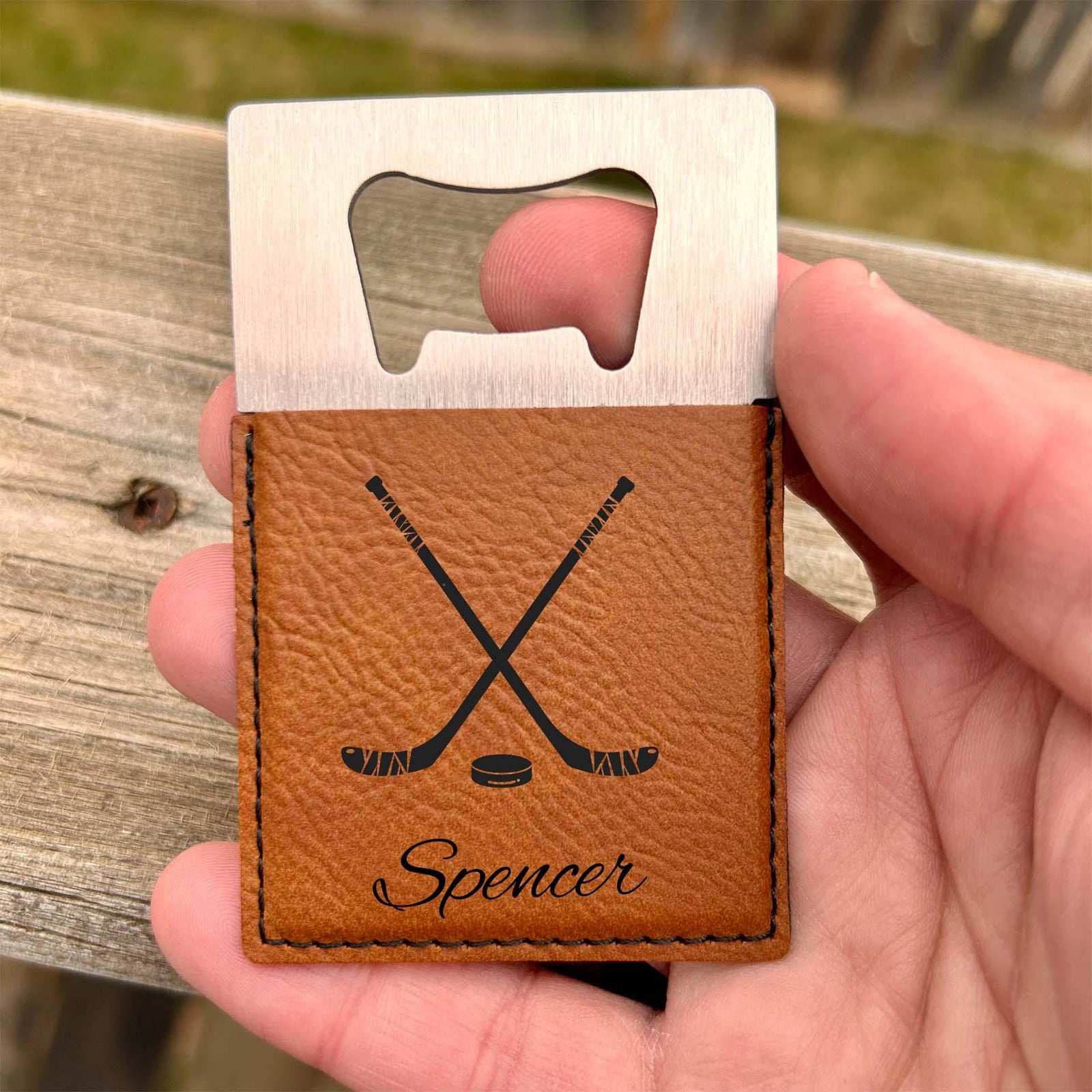 Hockey Large Bottle Opener – Stainless Steel, Hockey Design #3