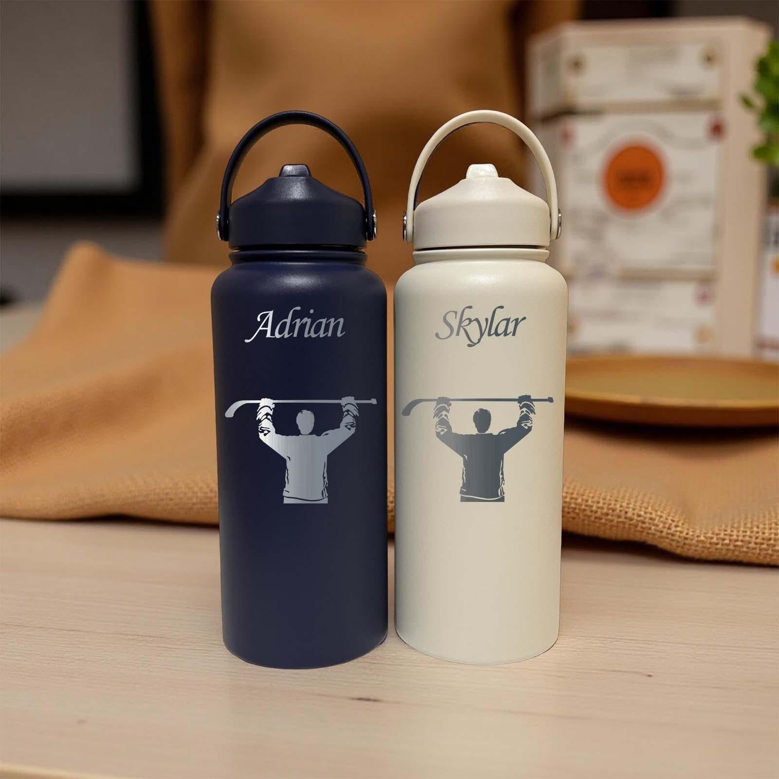 Hockey 32oz Water Bottle – Stainless Steel, Hockey Design #1