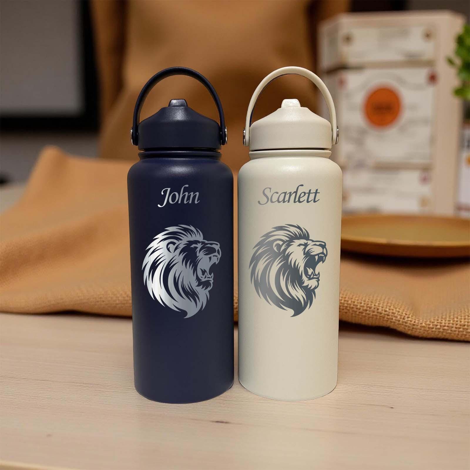 Lion 32oz Water Bottle – Stainless Steel, Lion Design #2