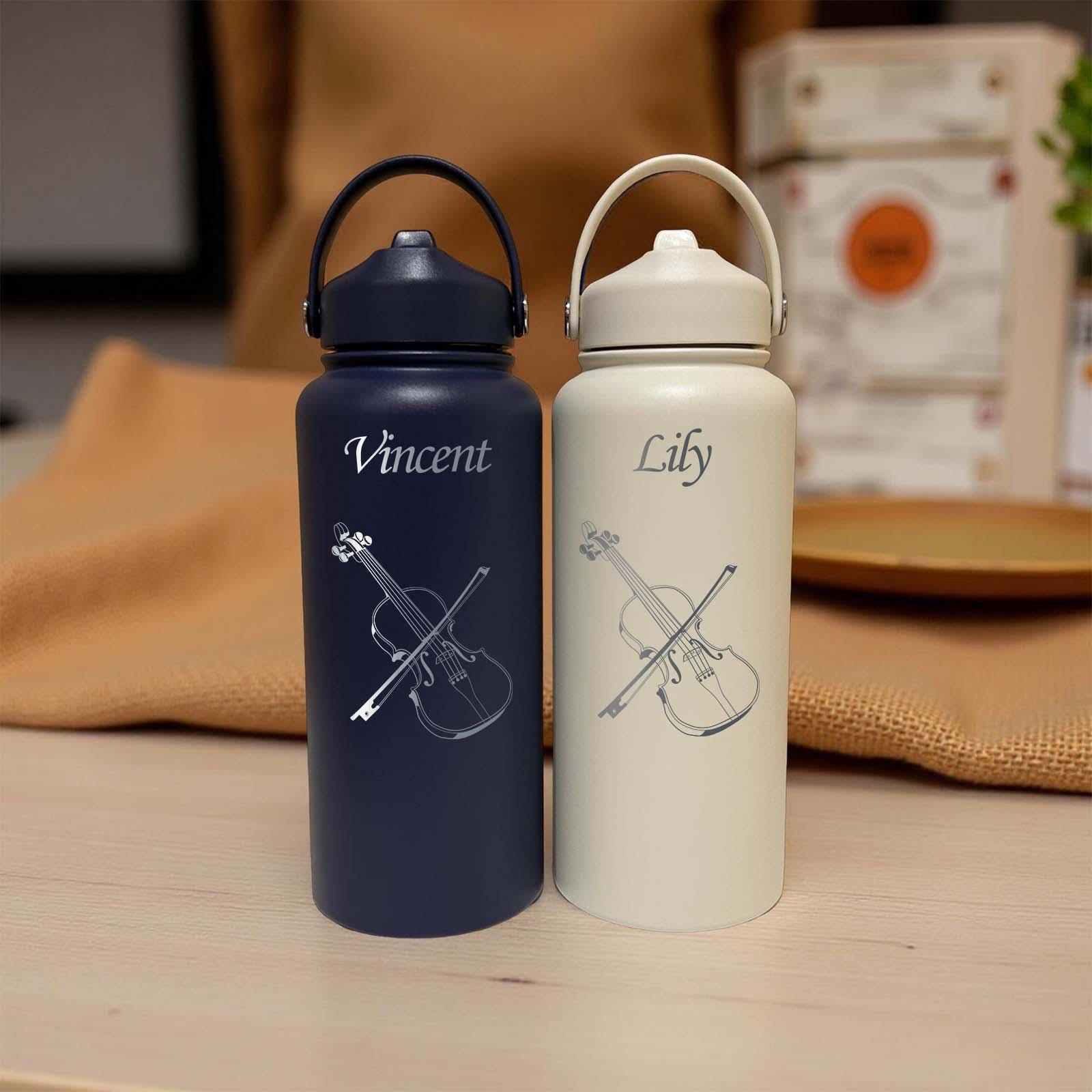 Violin 32oz Water Bottle – Stainless Steel, Violin Design #1
