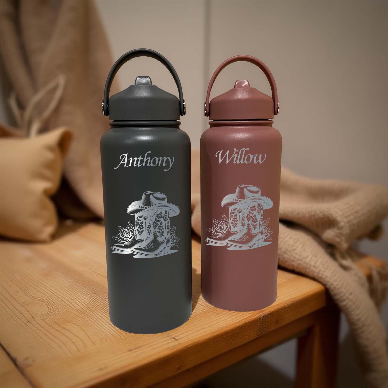 Cowboy Boots 32oz Water Bottle – Stainless Steel