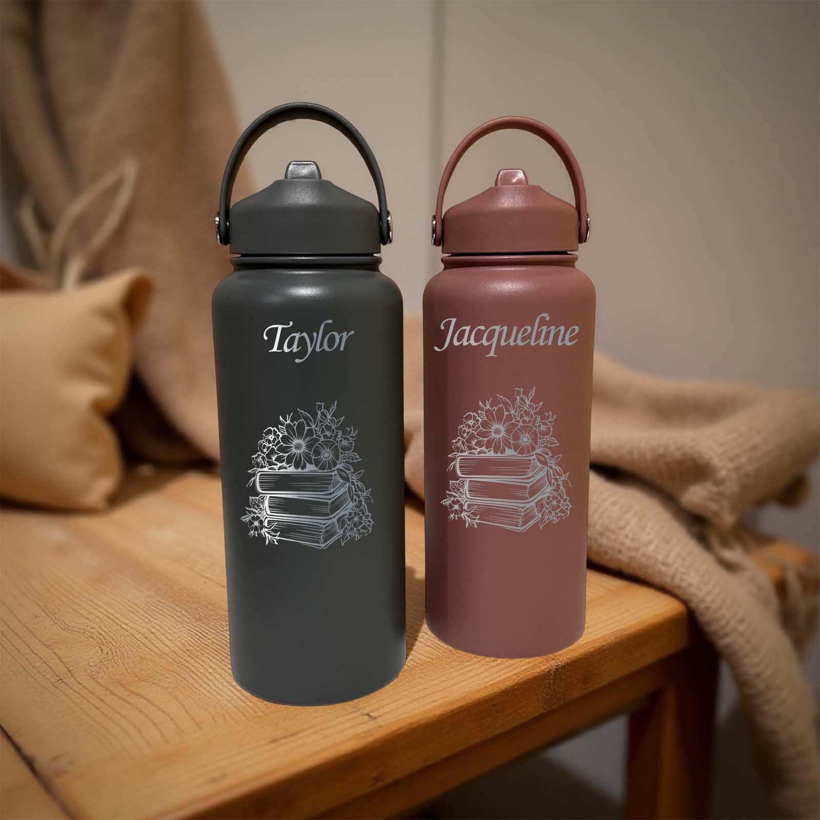 Book & Flowers 32oz Water Bottle – Stainless Steel