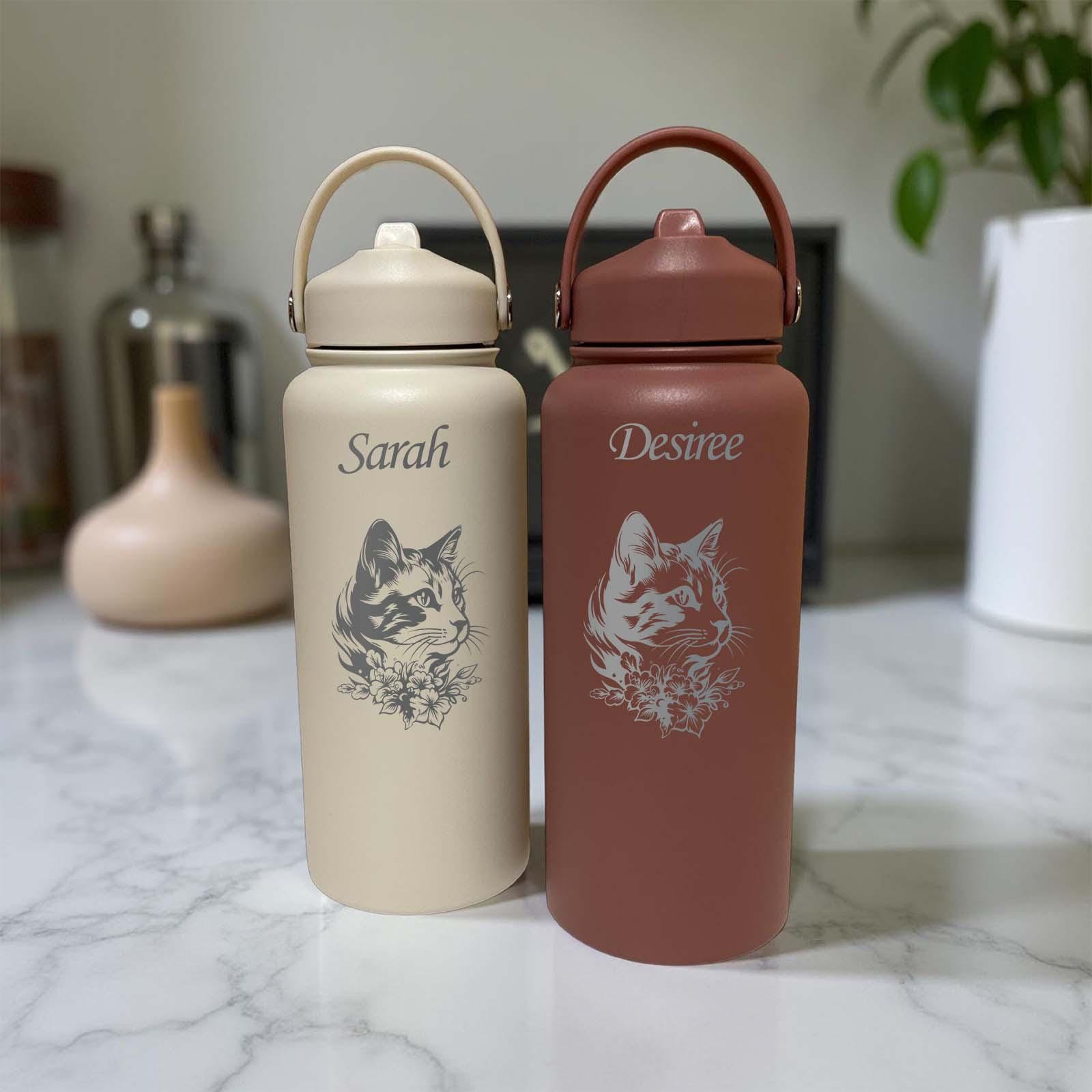 Cute Cat 32oz Water Bottle – Stainless Steel