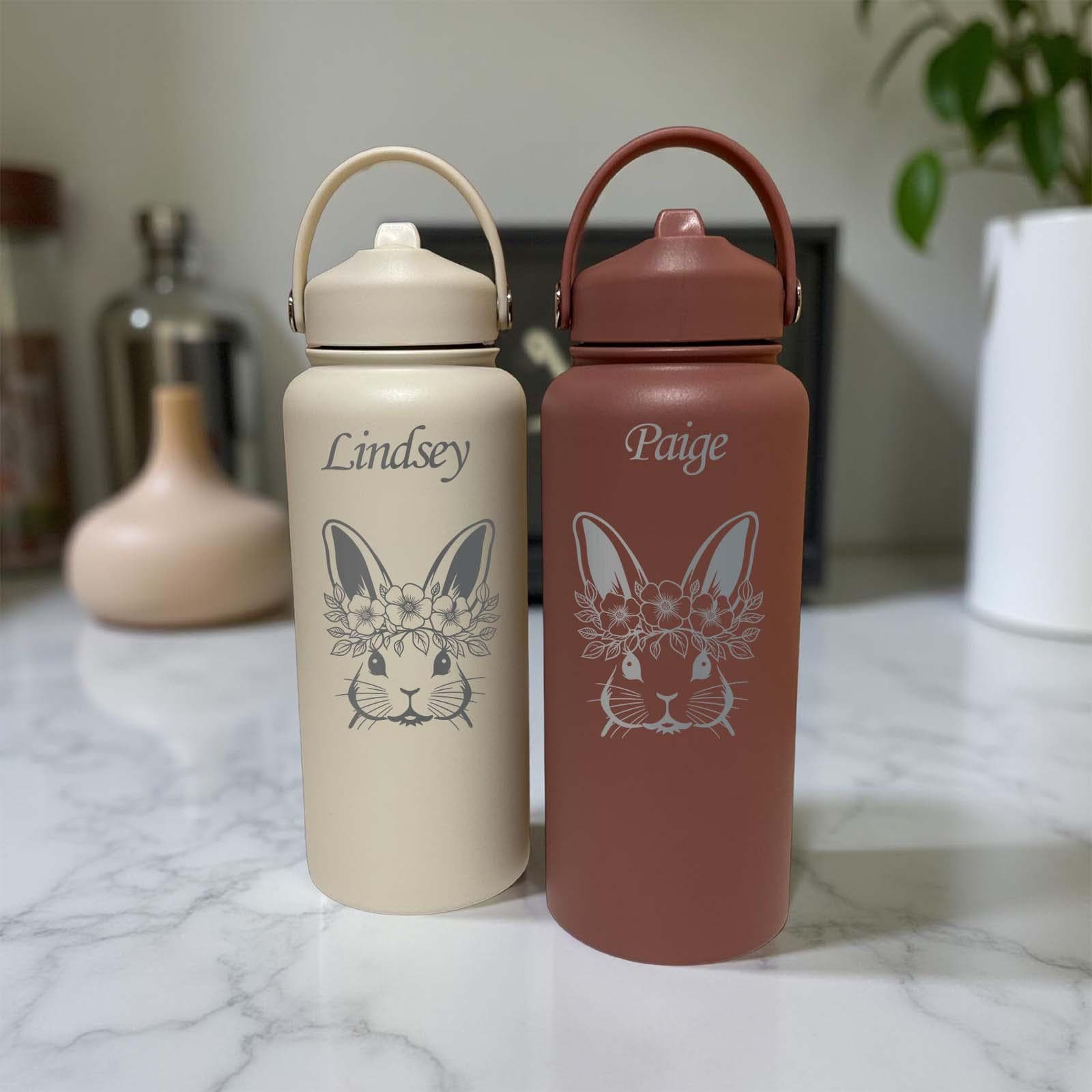 Bunny 32oz Water Bottle – Stainless Steel, Bunny Design #1