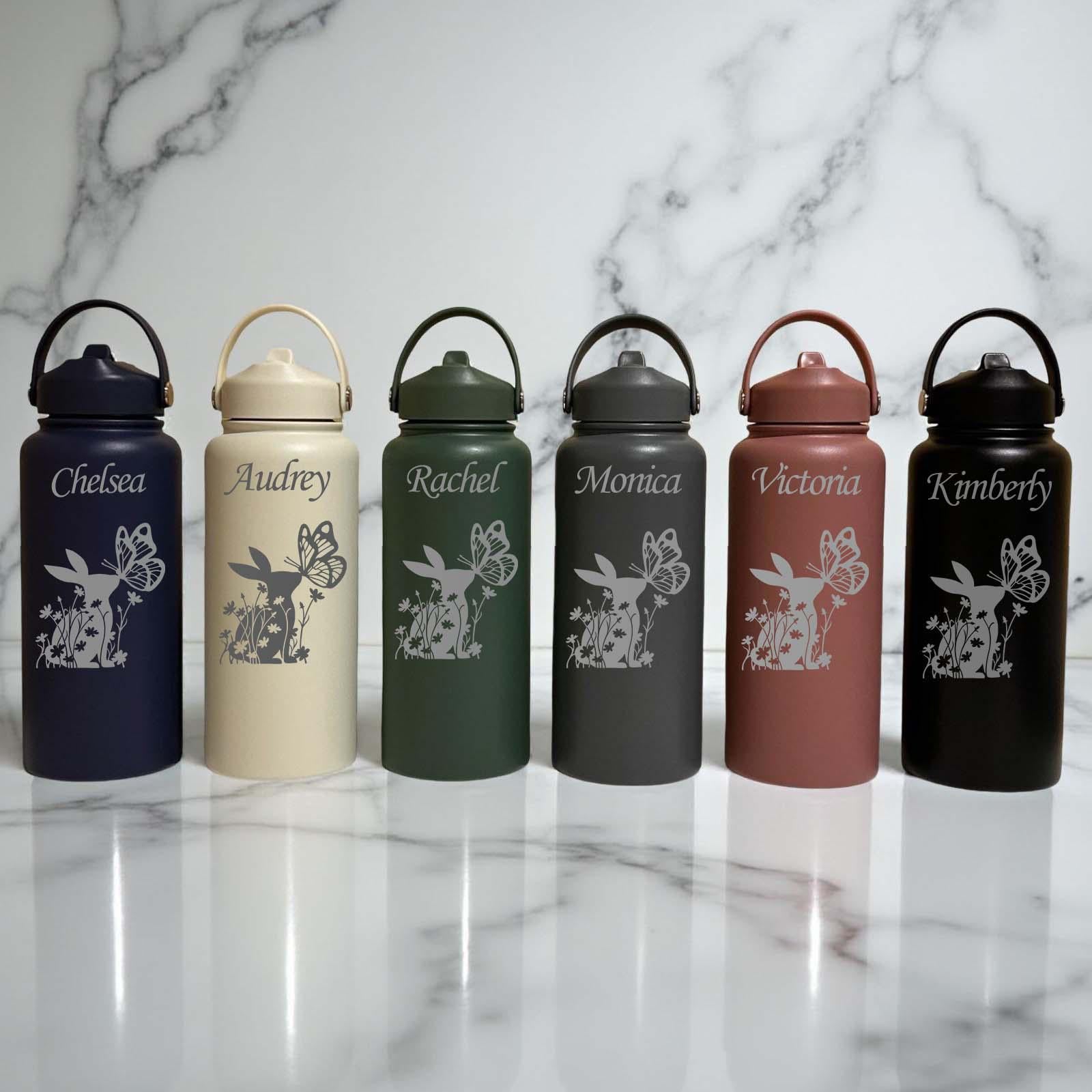 Cute Bunny 32oz Water Bottle – Stainless Steel, Bunny Design #2