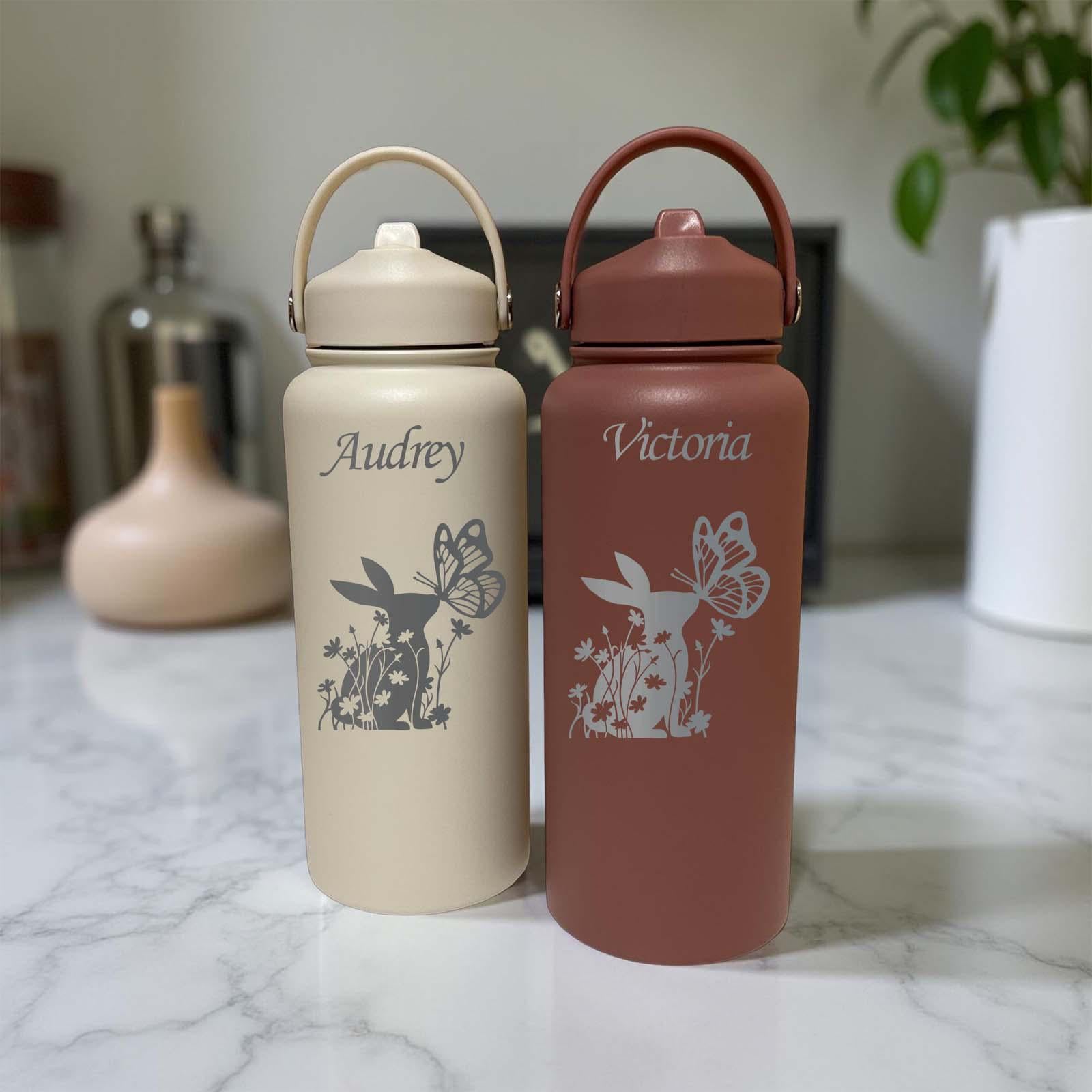 Cute Bunny 32oz Water Bottle – Stainless Steel, Bunny Design #2