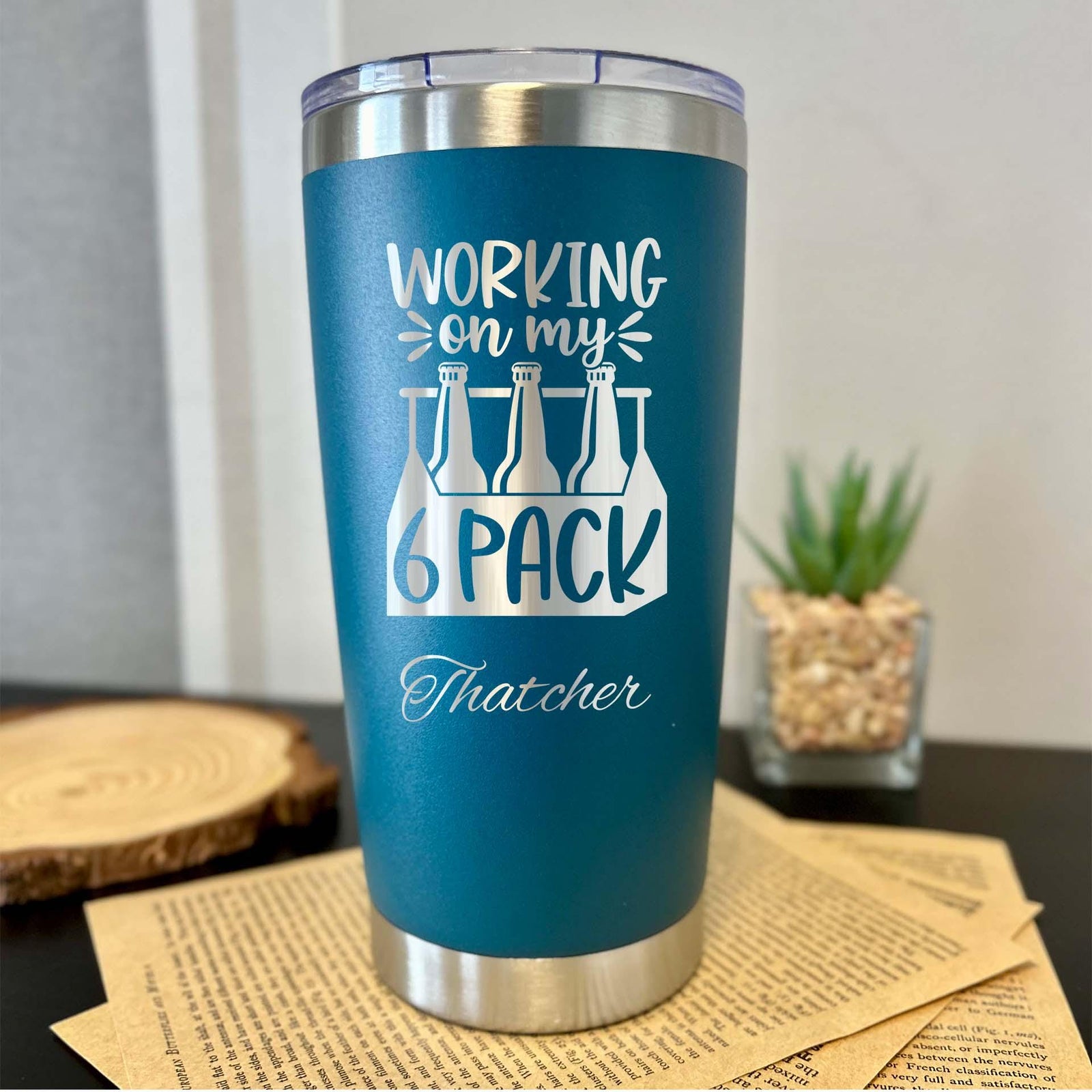 6 Pack 20oz Engraved Tumbler – Stainless Steel, Saying #44