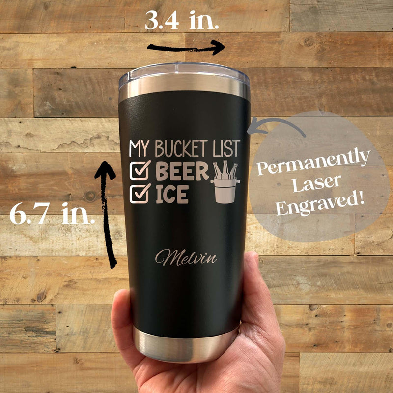 Bucket List 20oz Engraved Tumbler – Stainless Steel, Saying #42