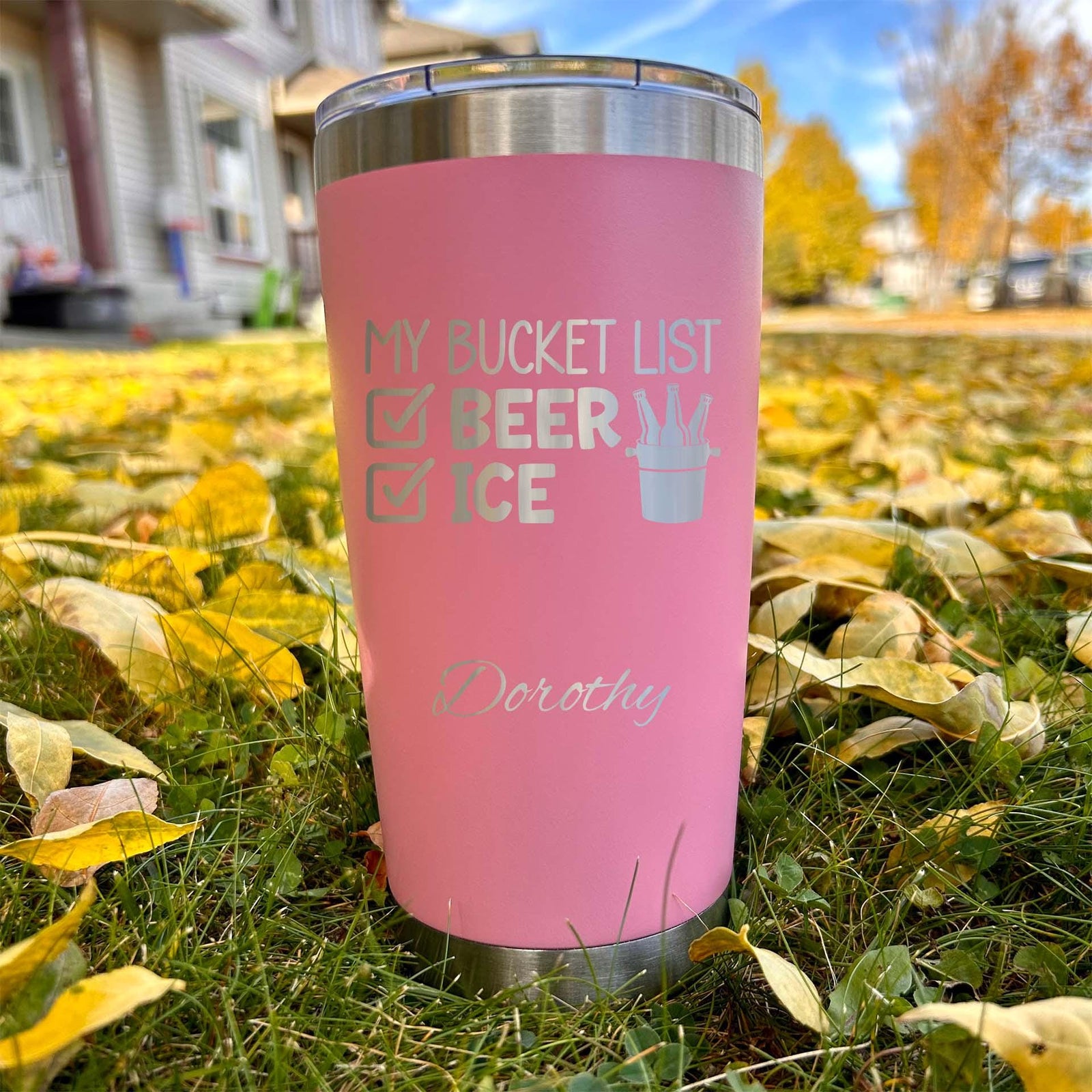Bucket List 20oz Engraved Tumbler – Stainless Steel, Saying #42