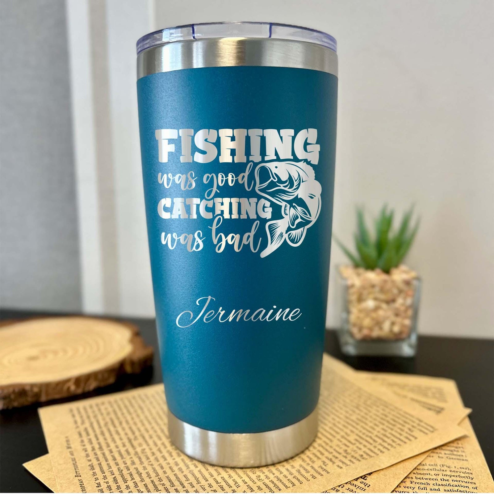 Fun Fishing 20oz Engraved Tumbler – Stainless Steel, Saying #38