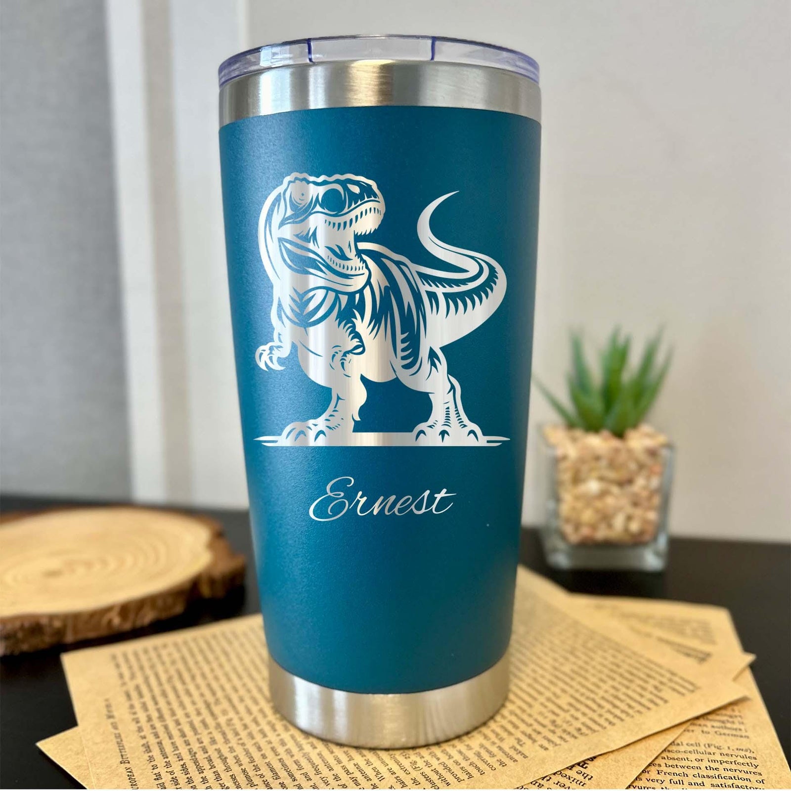 T-Rex 20oz Engraved Tumbler – Stainless Steel