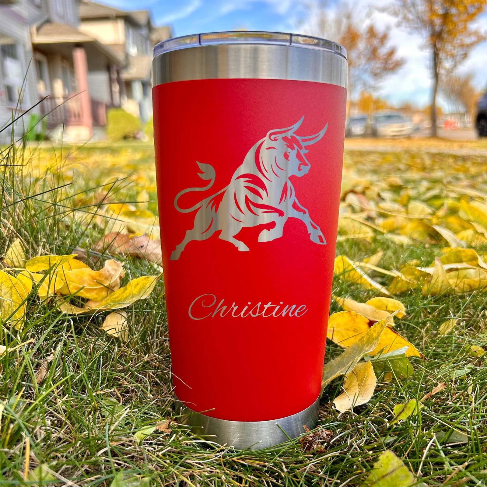 Bull 20oz Engraved Tumbler – Stainless Steel