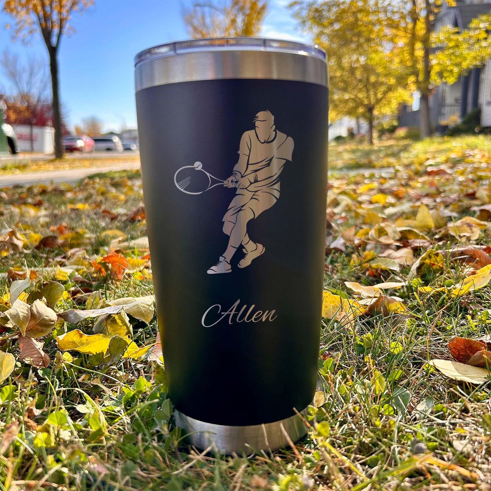 Tennis 20oz Engraved Tumbler – Stainless Steel, Tennis Design #2