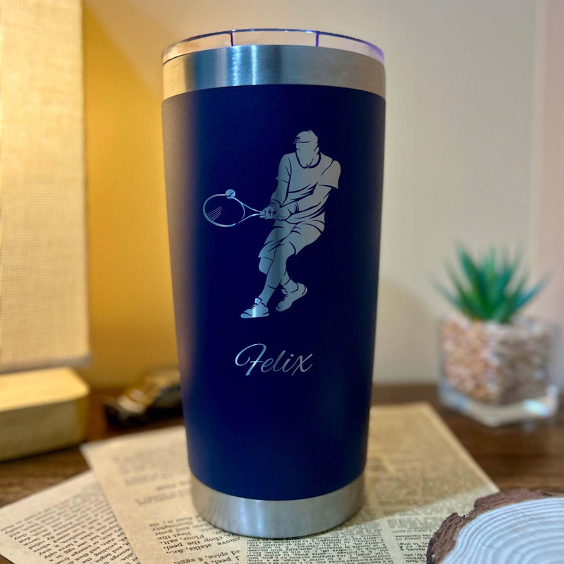 Tennis 20oz Engraved Tumbler – Stainless Steel, Tennis Design #2