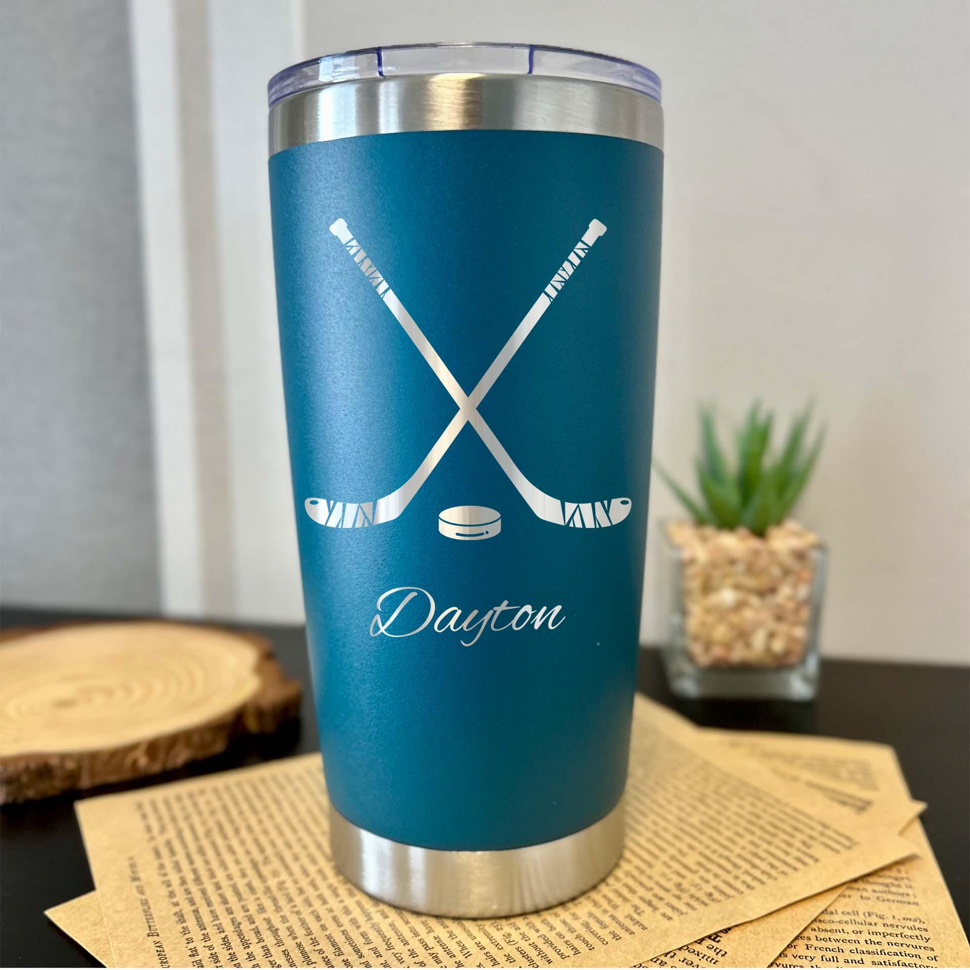 Hockey Sticks 20oz Engraved Tumbler – Stainless Steel, Hockey Design #3