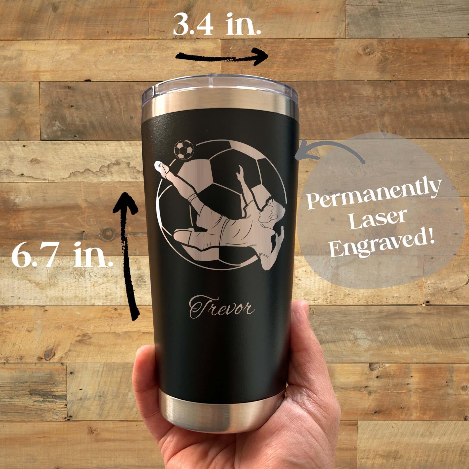 Soccer Lover 20oz Engraved Tumbler – Stainless Steel, Soccer Design #2