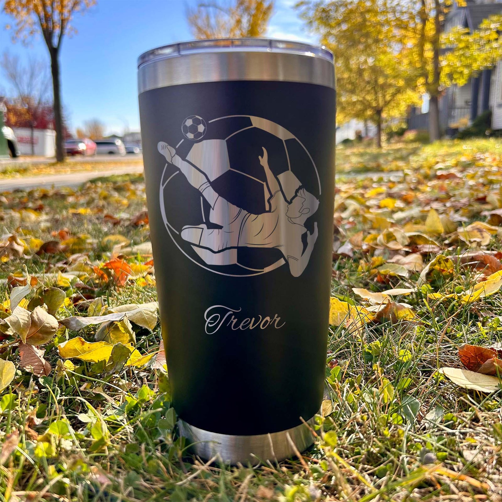 Soccer Lover 20oz Engraved Tumbler – Stainless Steel, Soccer Design #2