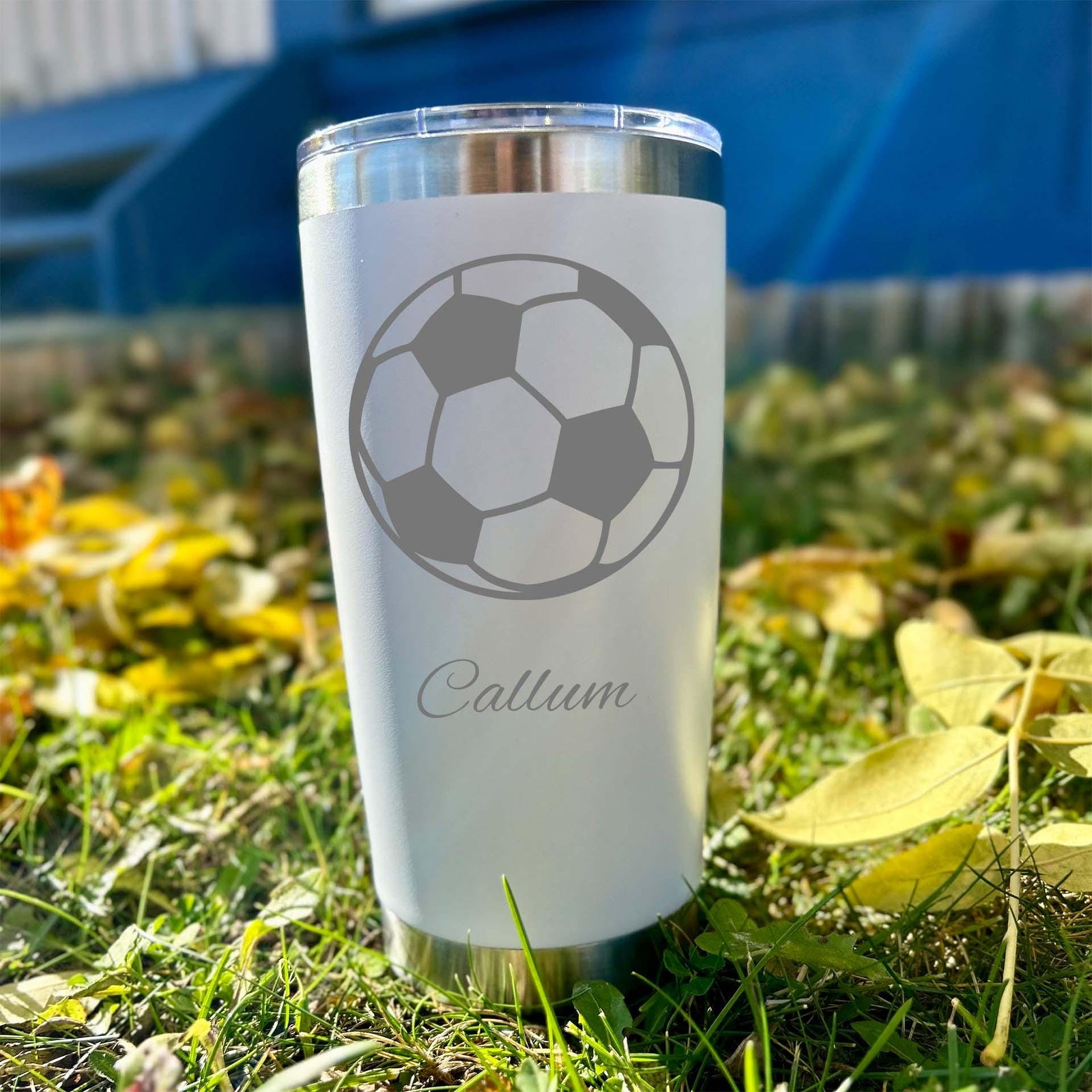 Soccer Ball 20oz Engraved Tumbler – Stainless Steel