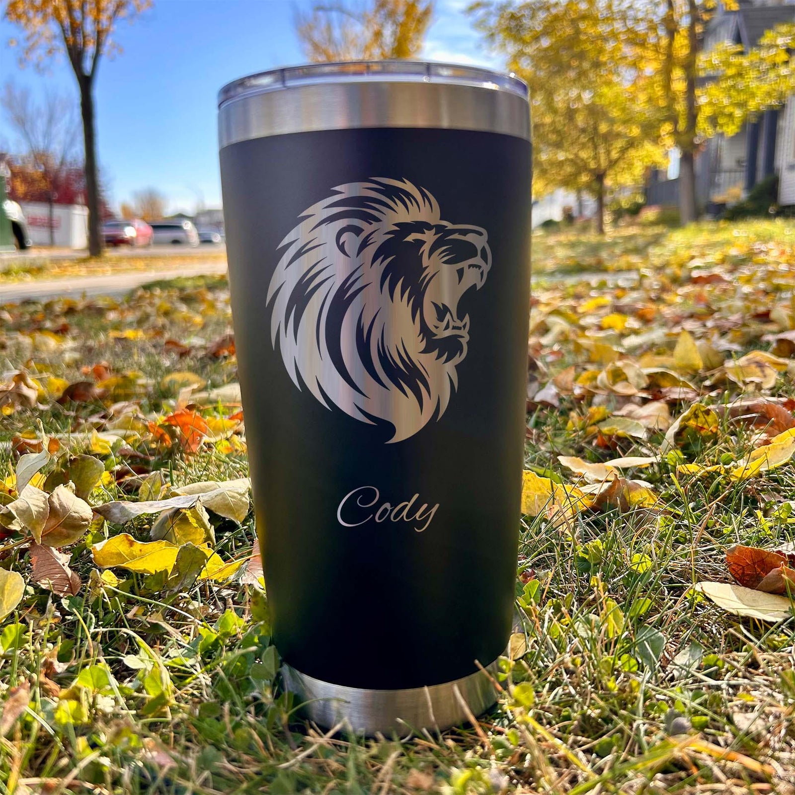 Lion 20oz Engraved Tumbler – Stainless Steel, Lion Design #2