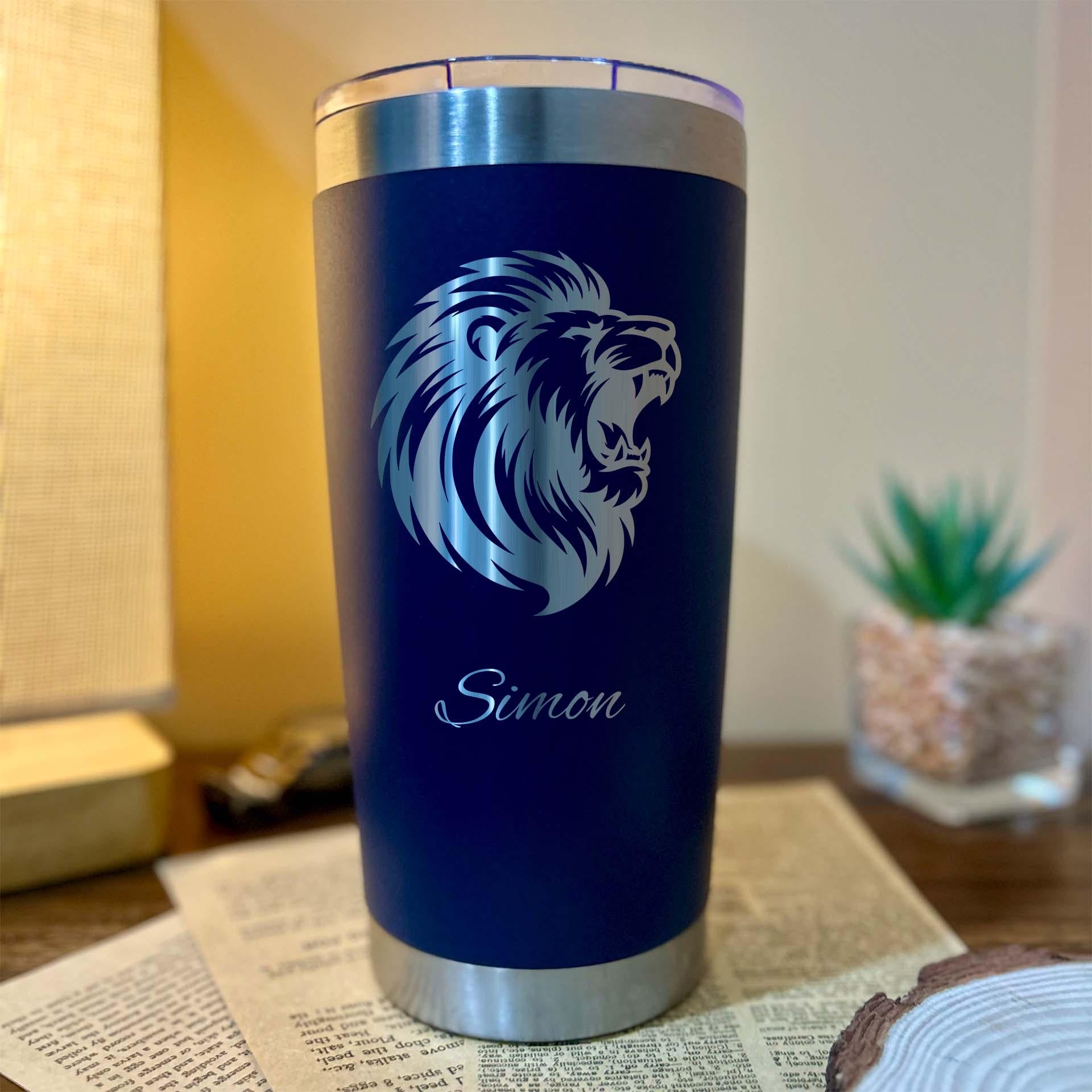 Lion 20oz Engraved Tumbler – Stainless Steel, Lion Design #2