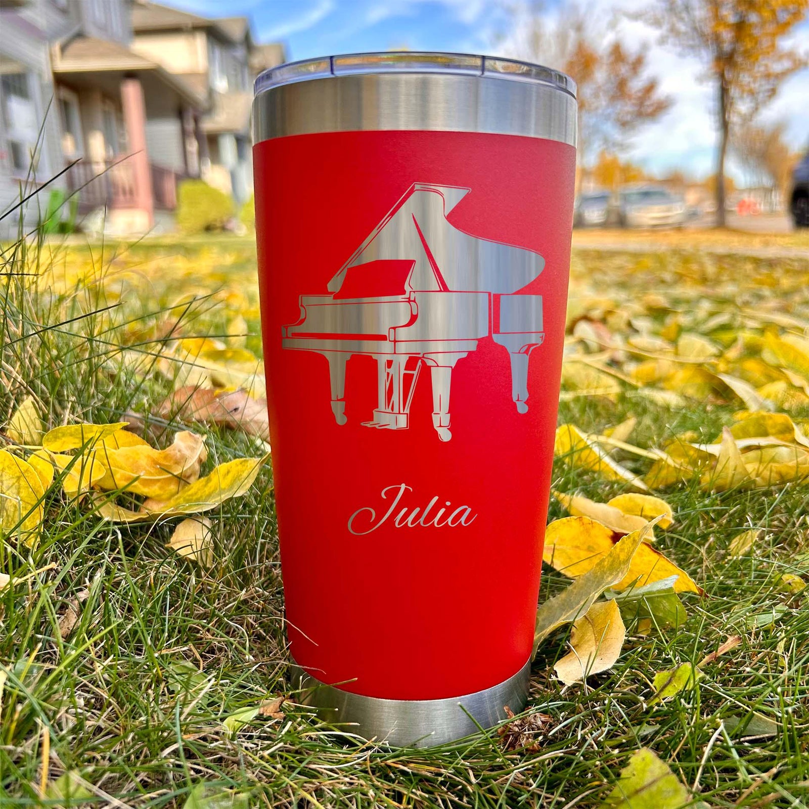 Piano 20oz Engraved Tumbler – Stainless Steel, Piano Design #1