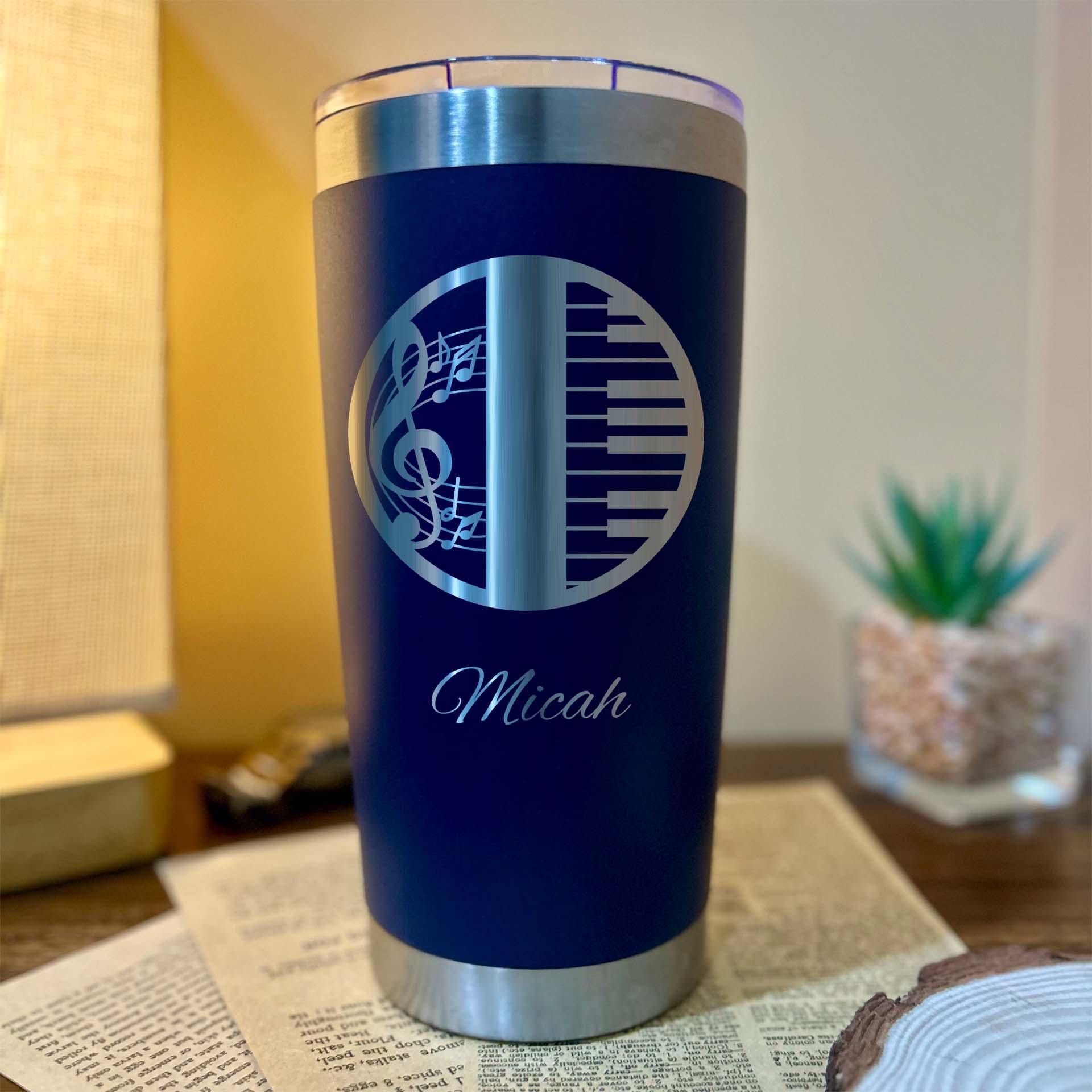 Pianist 20oz Engraved Tumbler – Stainless Steel, Piano Design #2