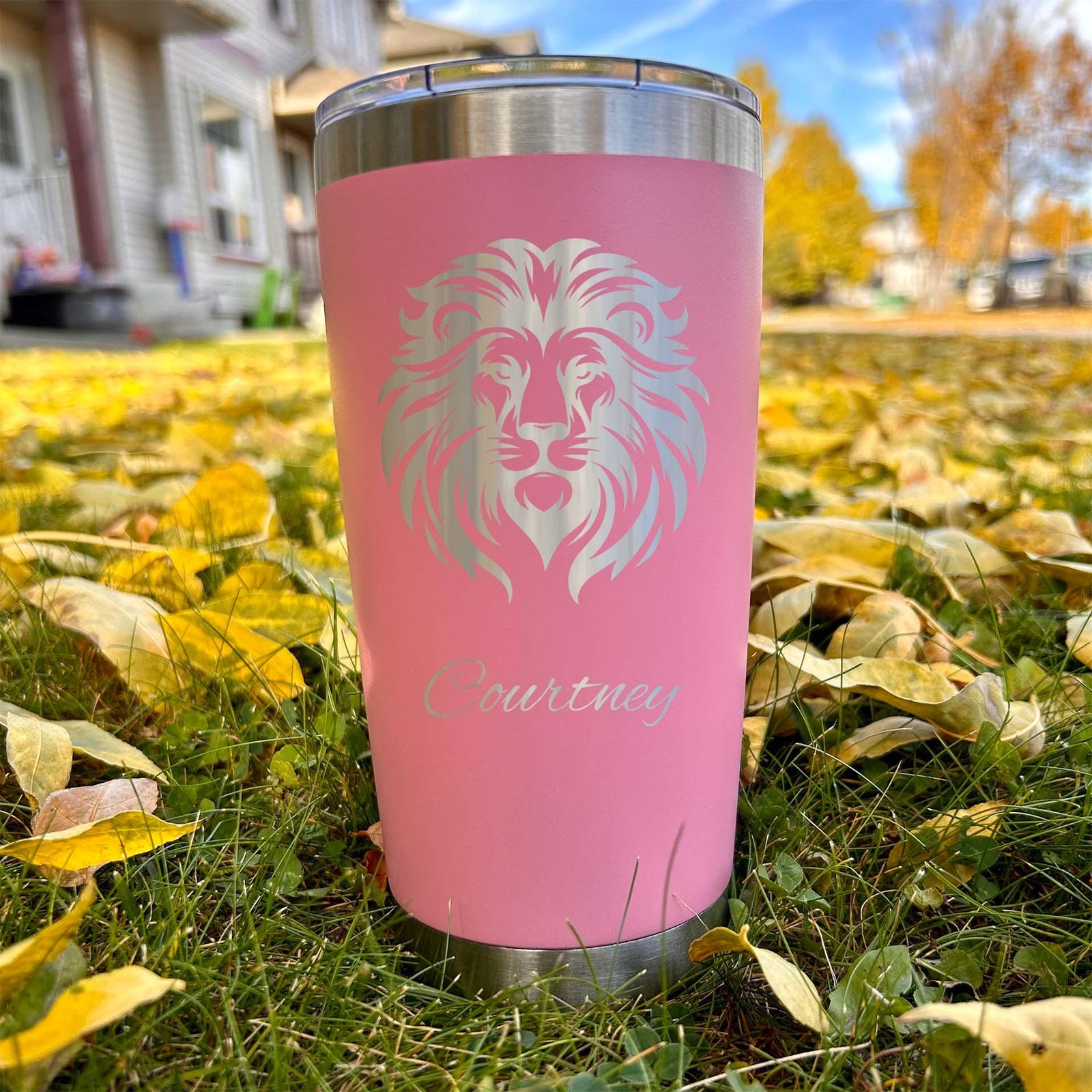 Lion 20oz Engraved Tumbler – Stainless Steel, Lion Design #1