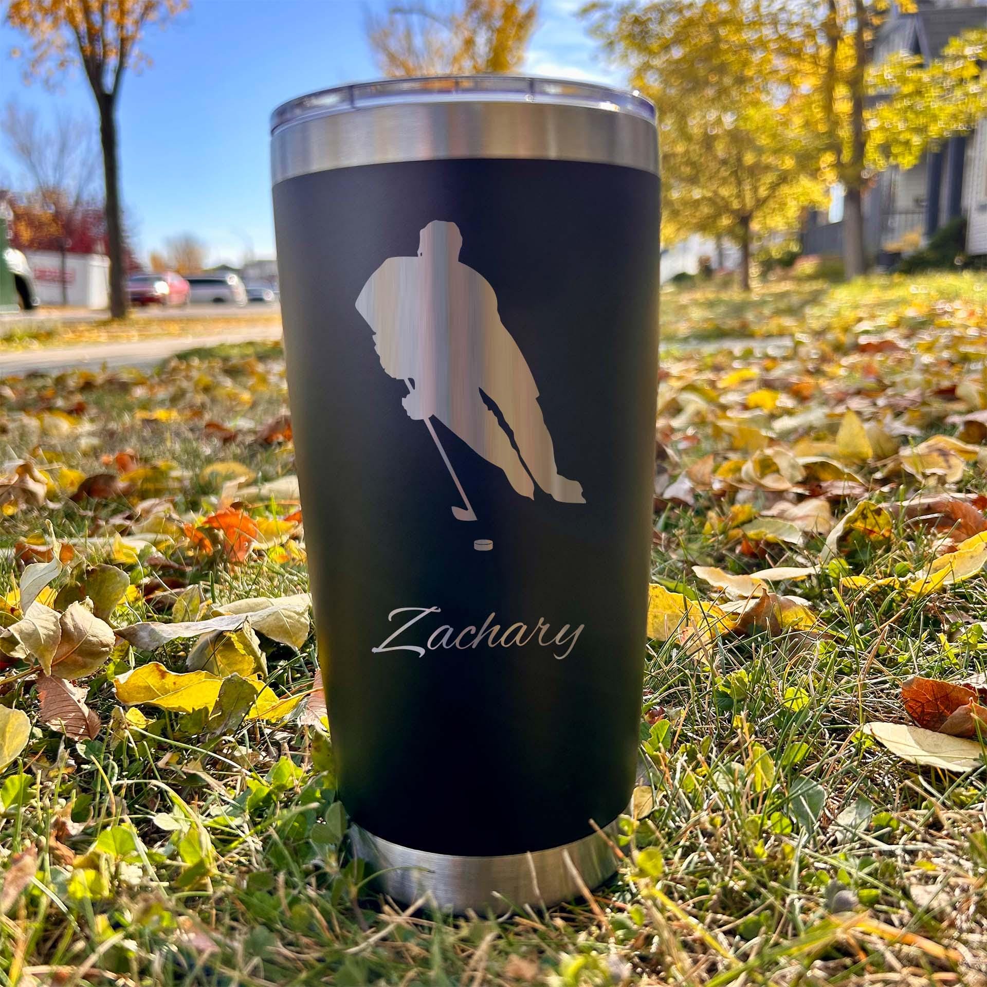 Hockey Player 20oz Engraved Tumbler – Stainless Steel, Hockey Design #2