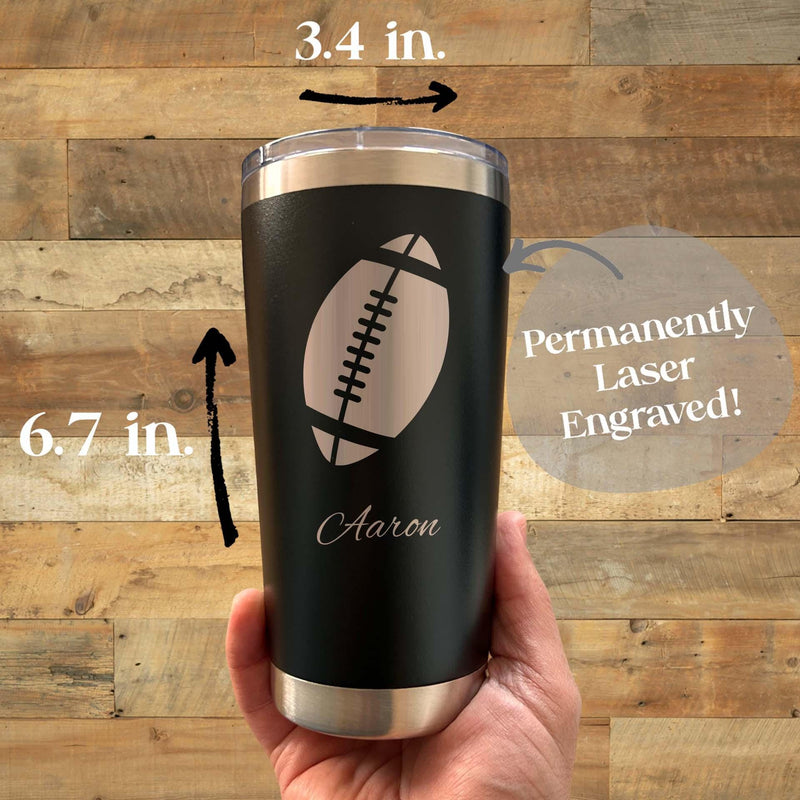 Football 20oz Engraved Tumbler – Stainless Steel