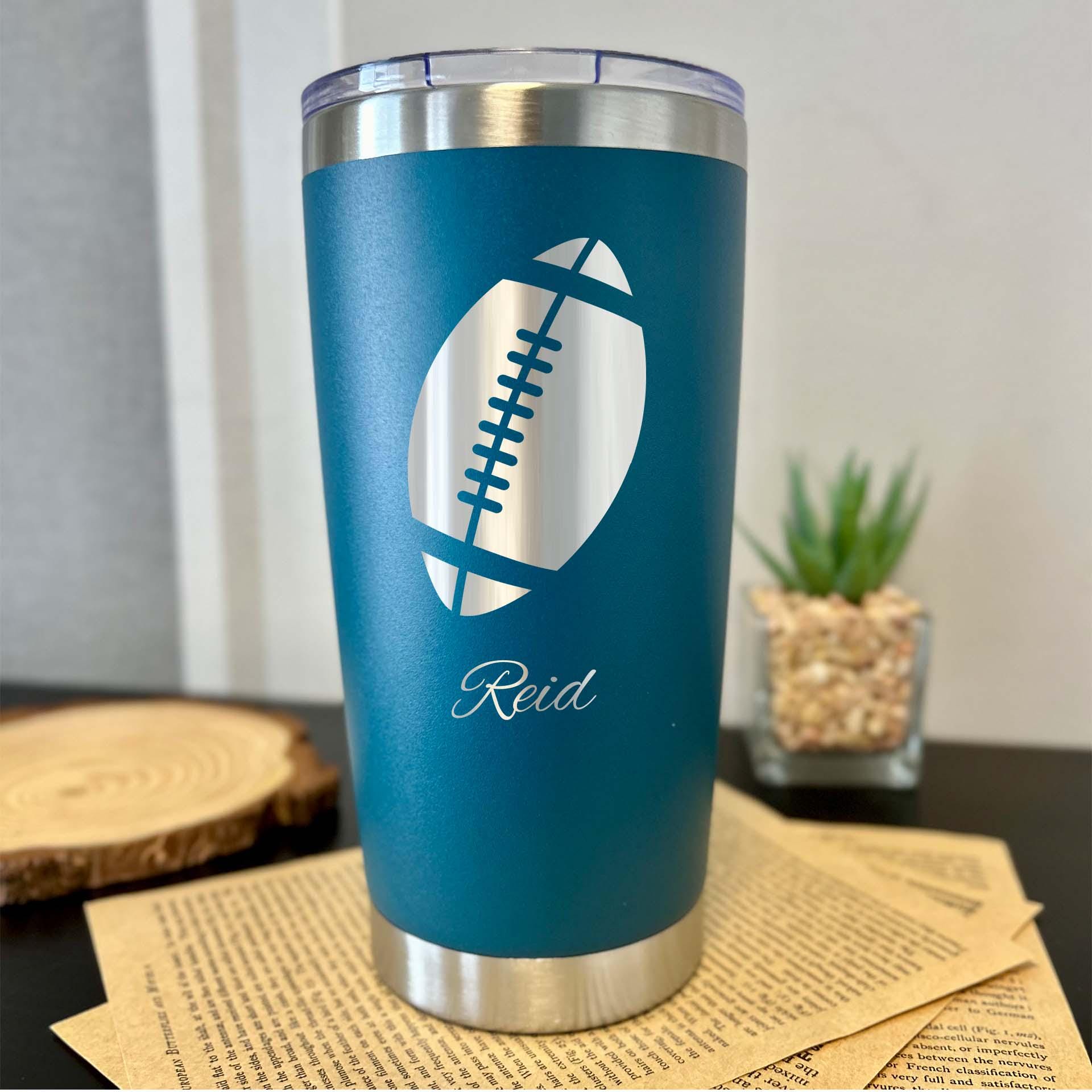 Football 20oz Engraved Tumbler – Stainless Steel