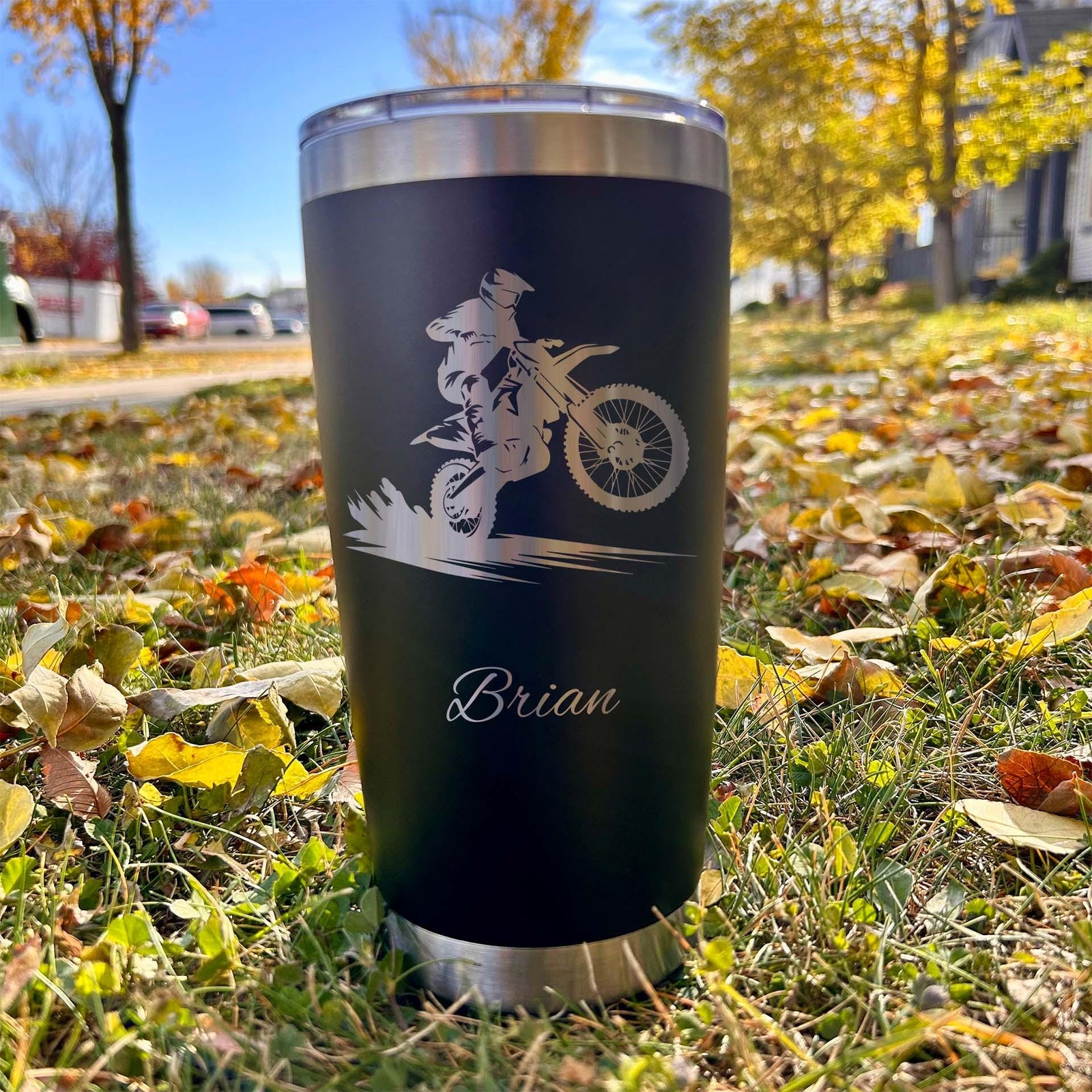 Dirt Biking 20oz Engraved Tumbler – Stainless Steel