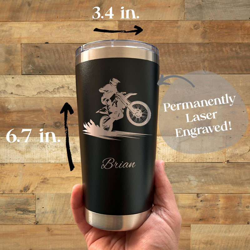 Dirt Biking 20oz Engraved Tumbler – Stainless Steel
