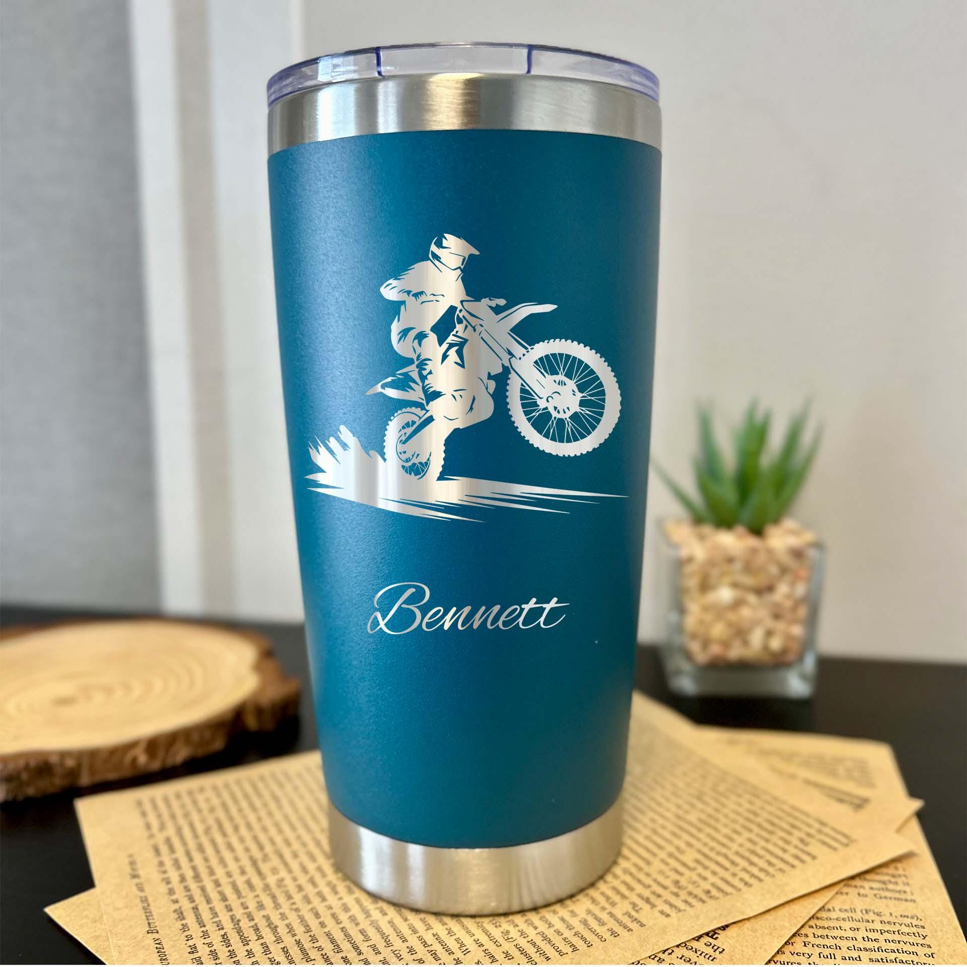 Dirt Biking 20oz Engraved Tumbler – Stainless Steel