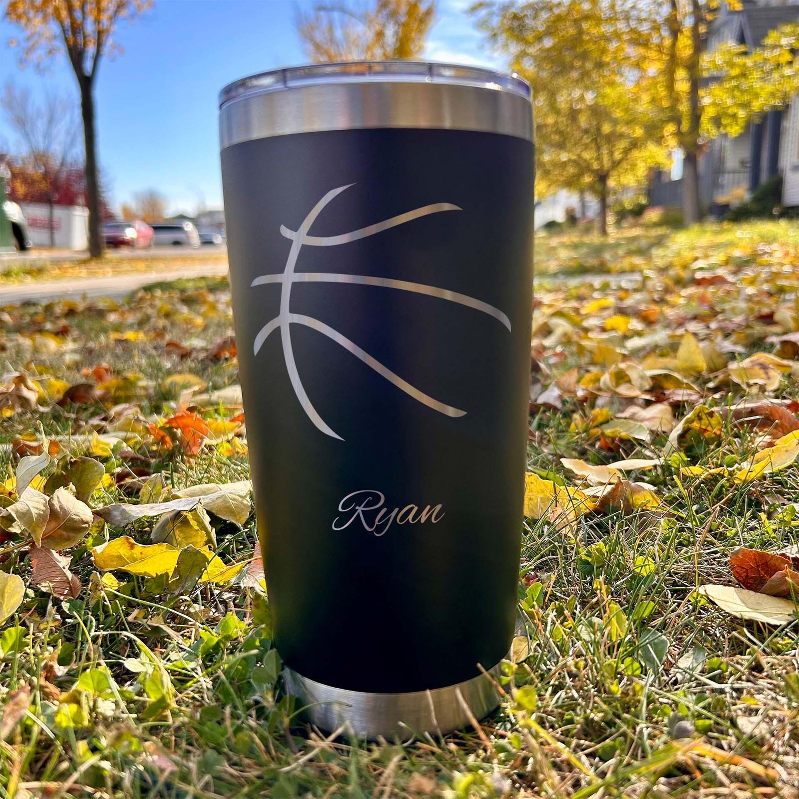 3D Basketball 20oz Engraved Tumbler – Stainless Steel