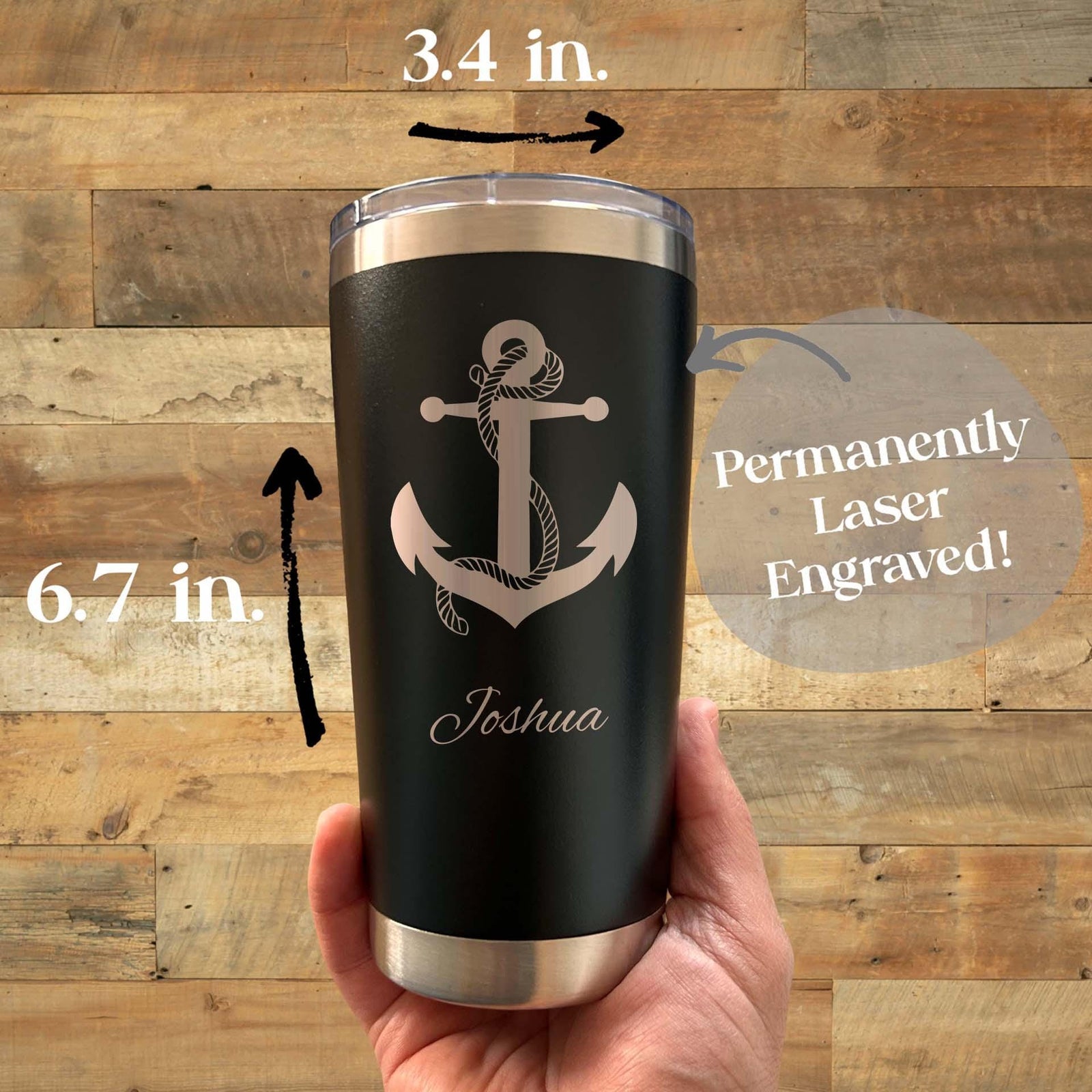 Anchor 20oz Engraved Tumbler – Stainless Steel