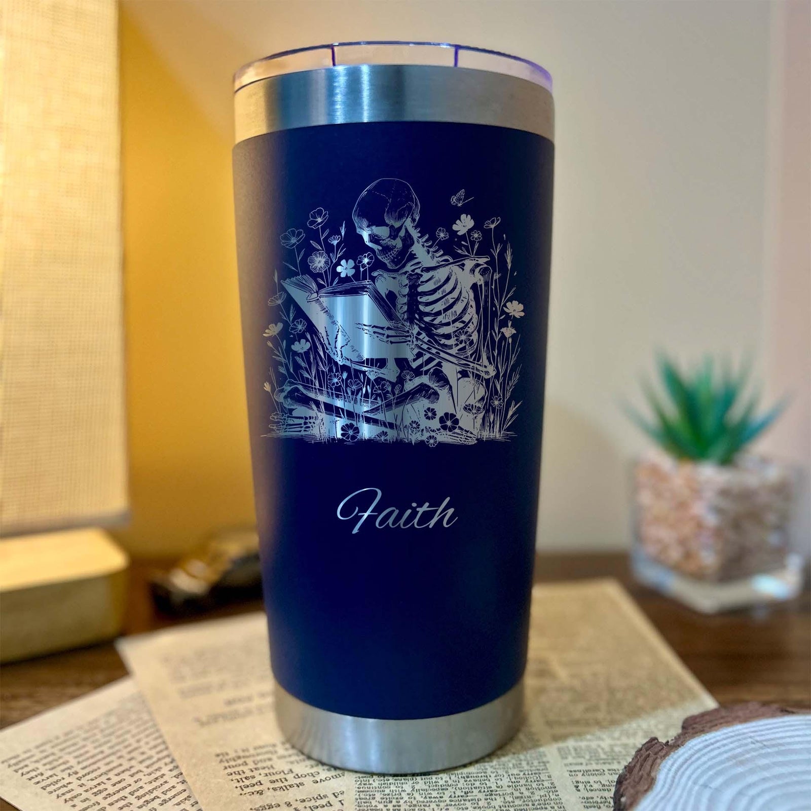 Book Lover 20oz Engraved Tumbler – Stainless Steel