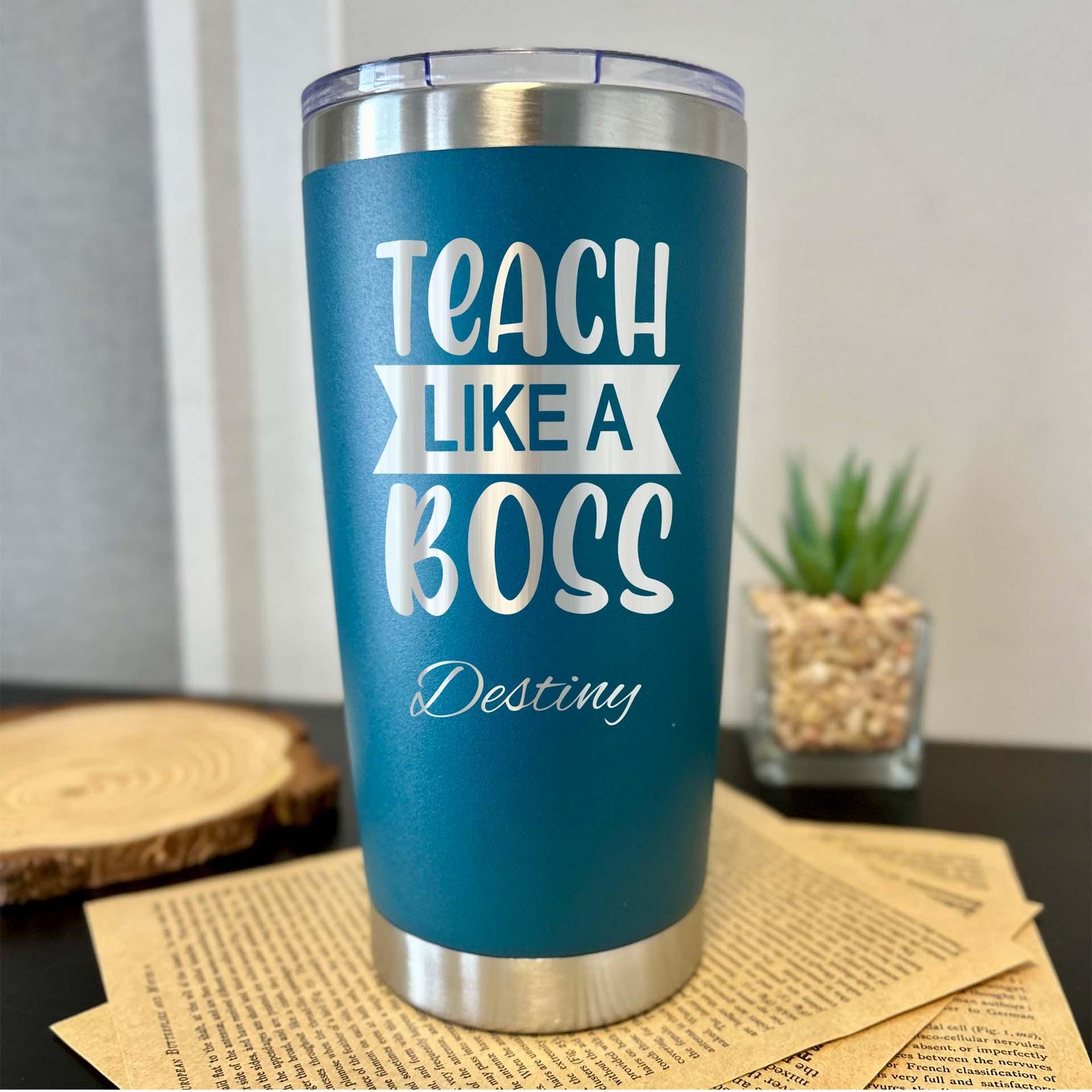 Teacher Boss 20oz Engraved Tumbler – Stainless Steel, Saying #8