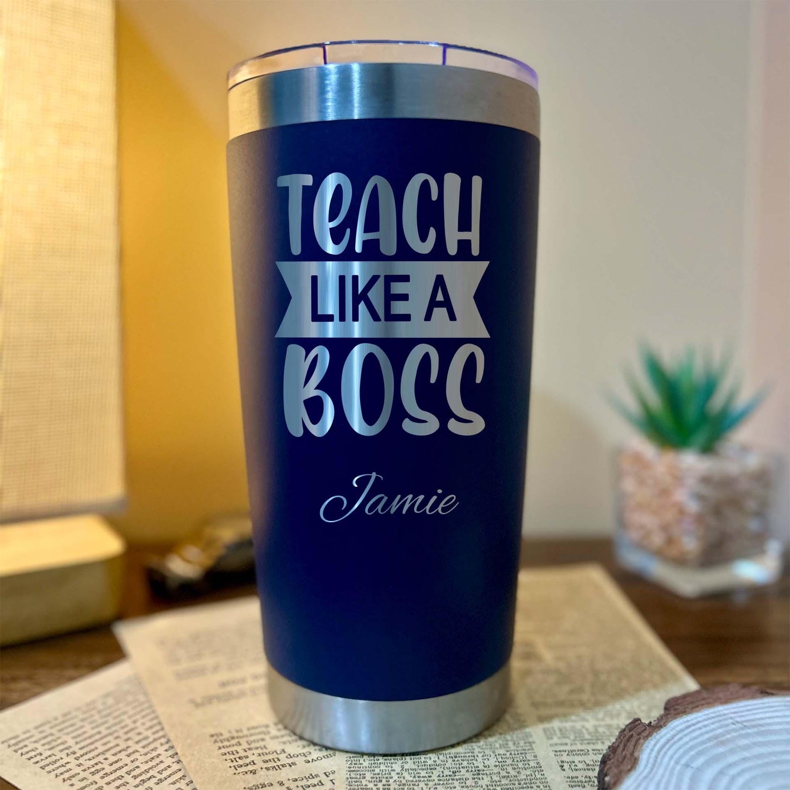 Teacher Boss 20oz Engraved Tumbler – Stainless Steel, Saying #8